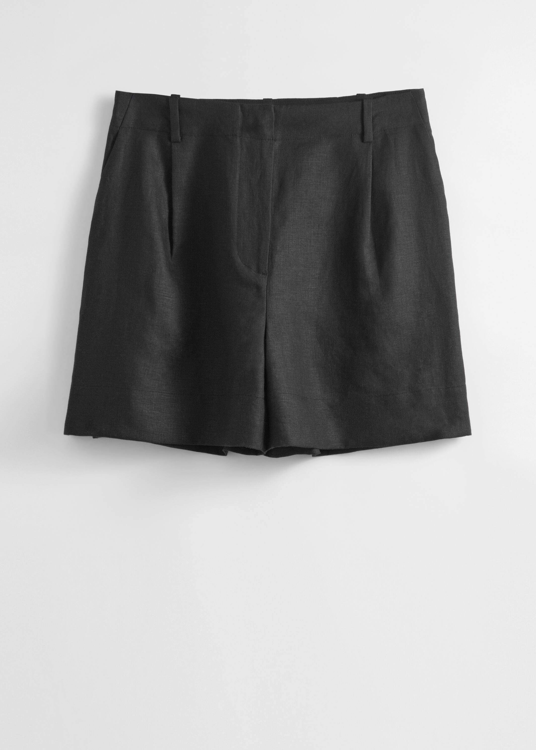 Visa större bild: Skräddade shorts i linne - Svart - DAM | H&M SE 1