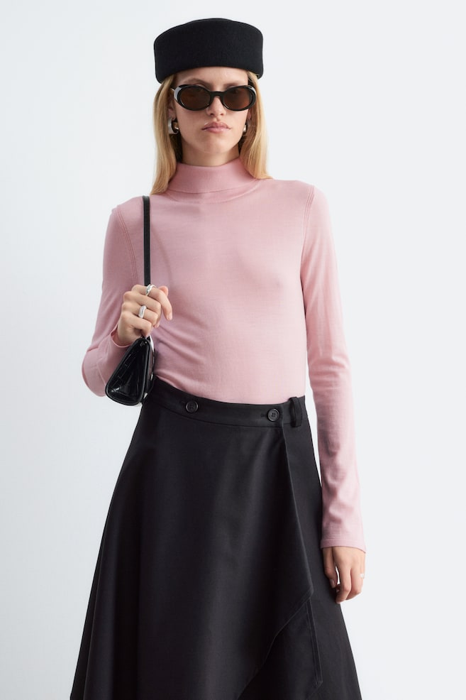Poloshirt aus Merinowolle - Rosa/Rot - 1