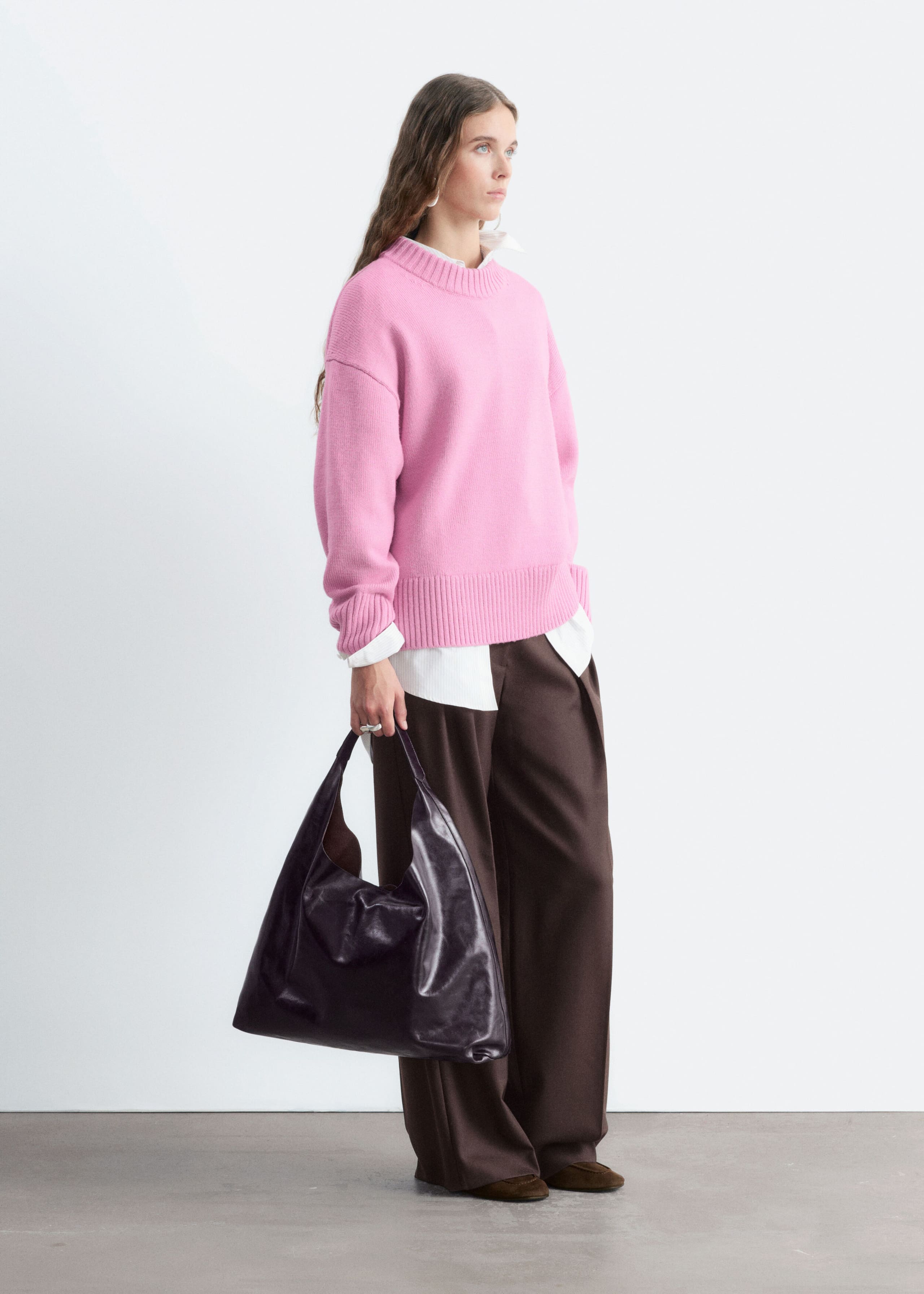 Oversized Wool Jumper - Pink - Lookbook