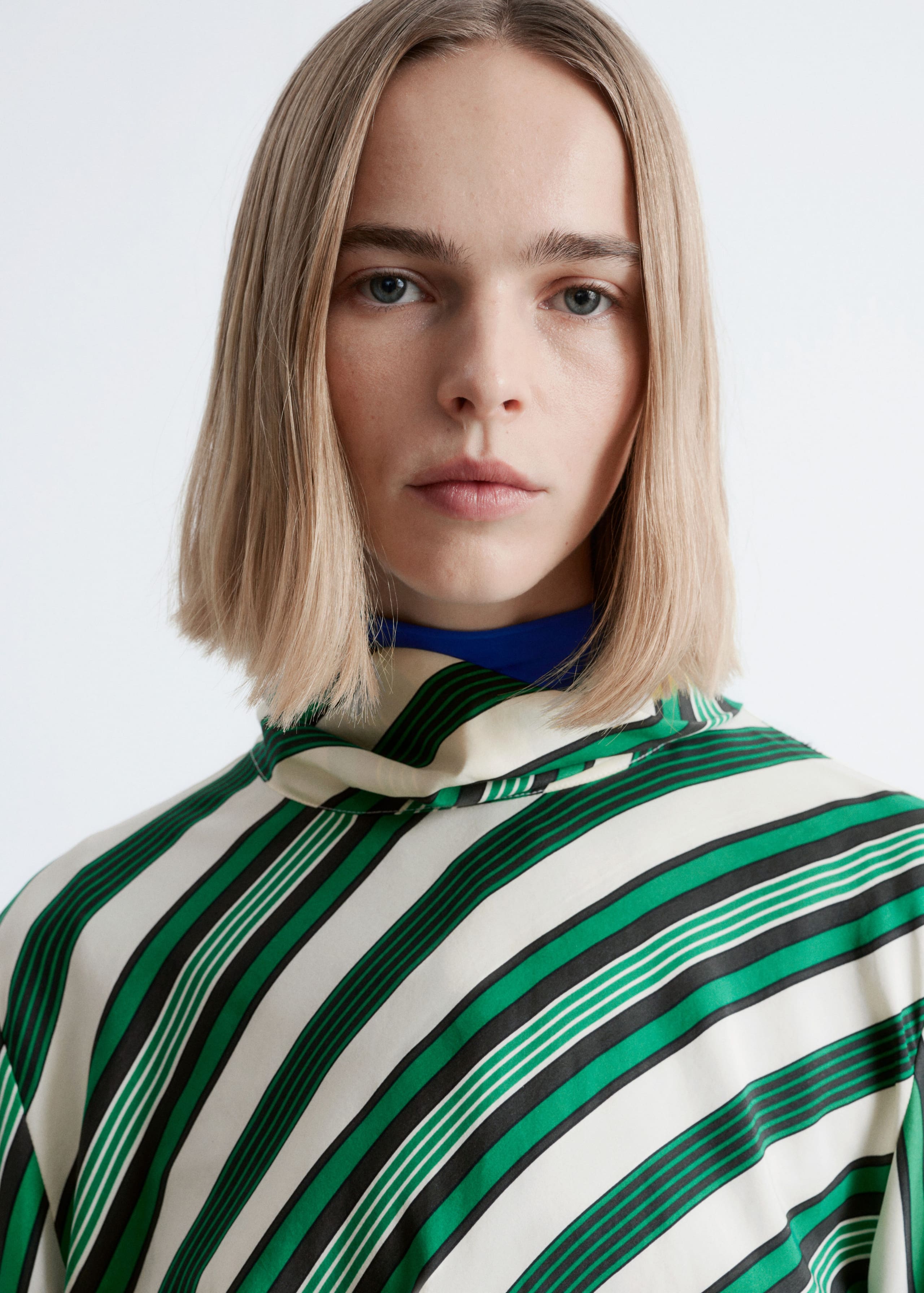 Image of Stand Collar Silk Blouse