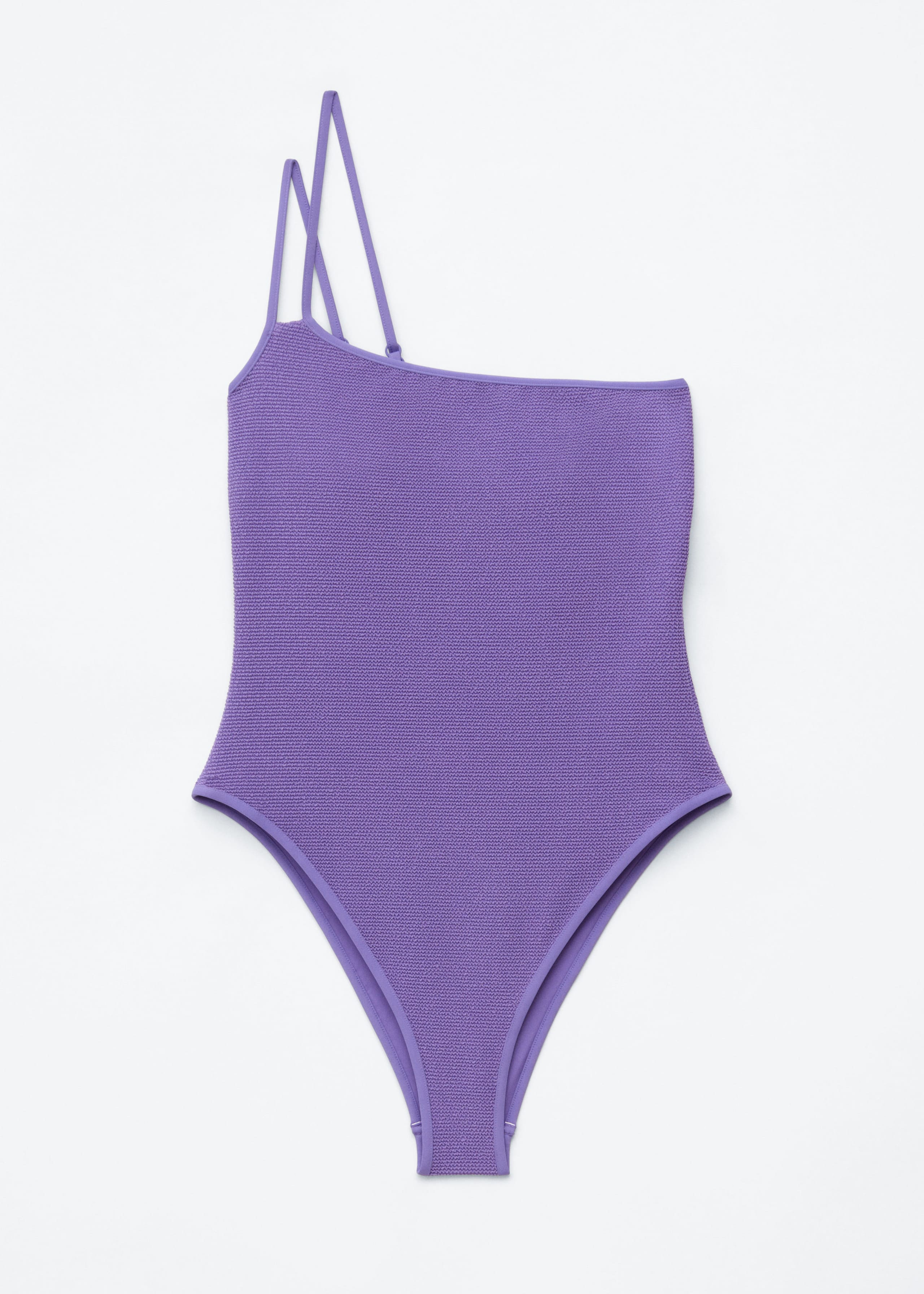 Image of Textured One-Shoulder Swimsuit