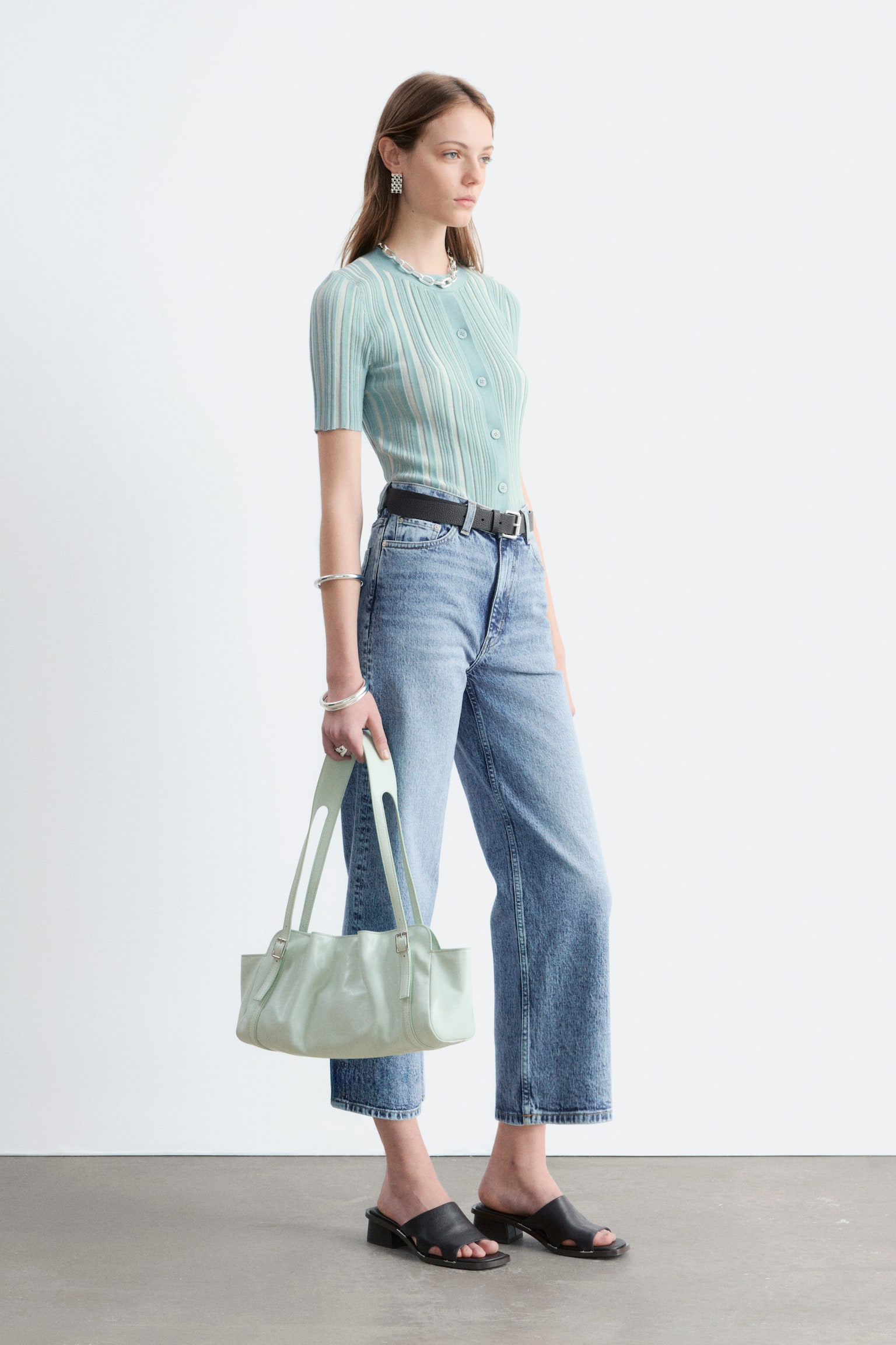 Jeans a gamba larga cropped - Azzurro/Bianco/Blu medio - 6