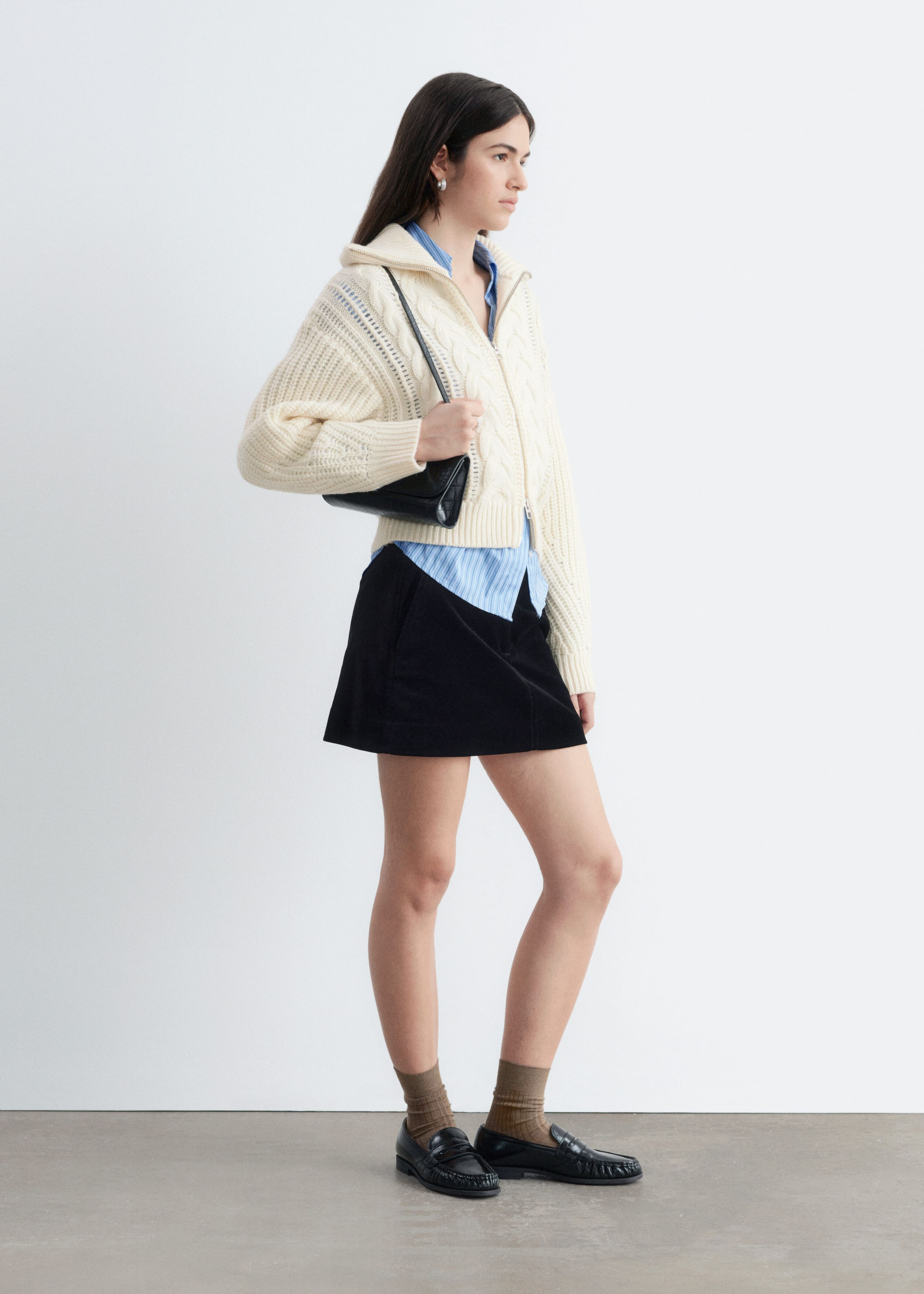 Cable-Knit Wool Cardigan - Off White - Lookbook