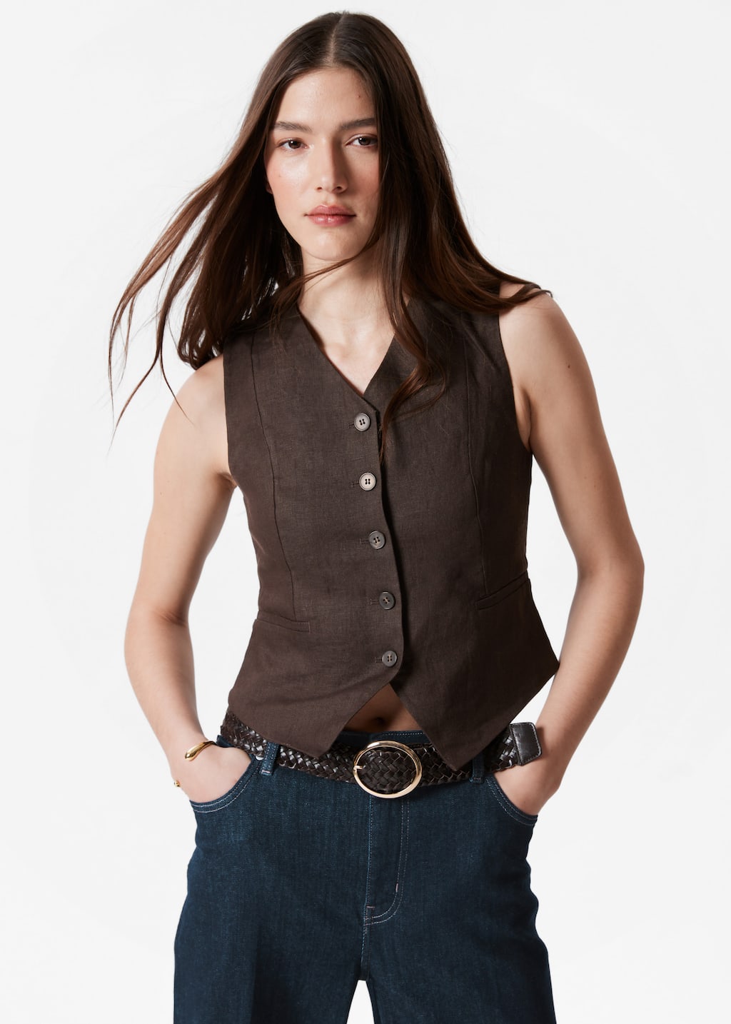 Image of Tailored Linen Waistcoat