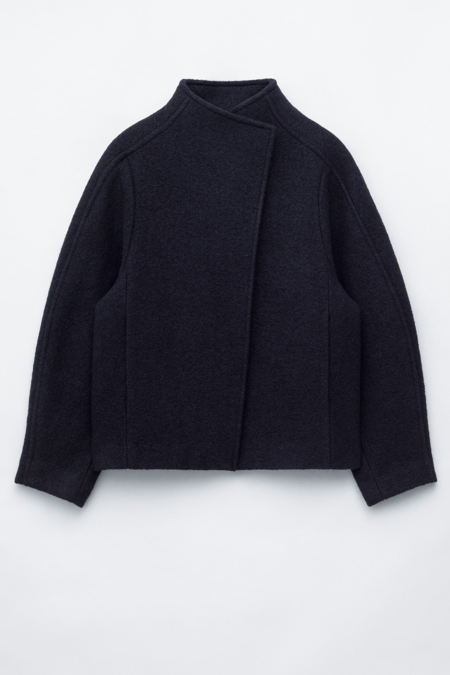 Veste asymétrique en laine - Bleu foncé