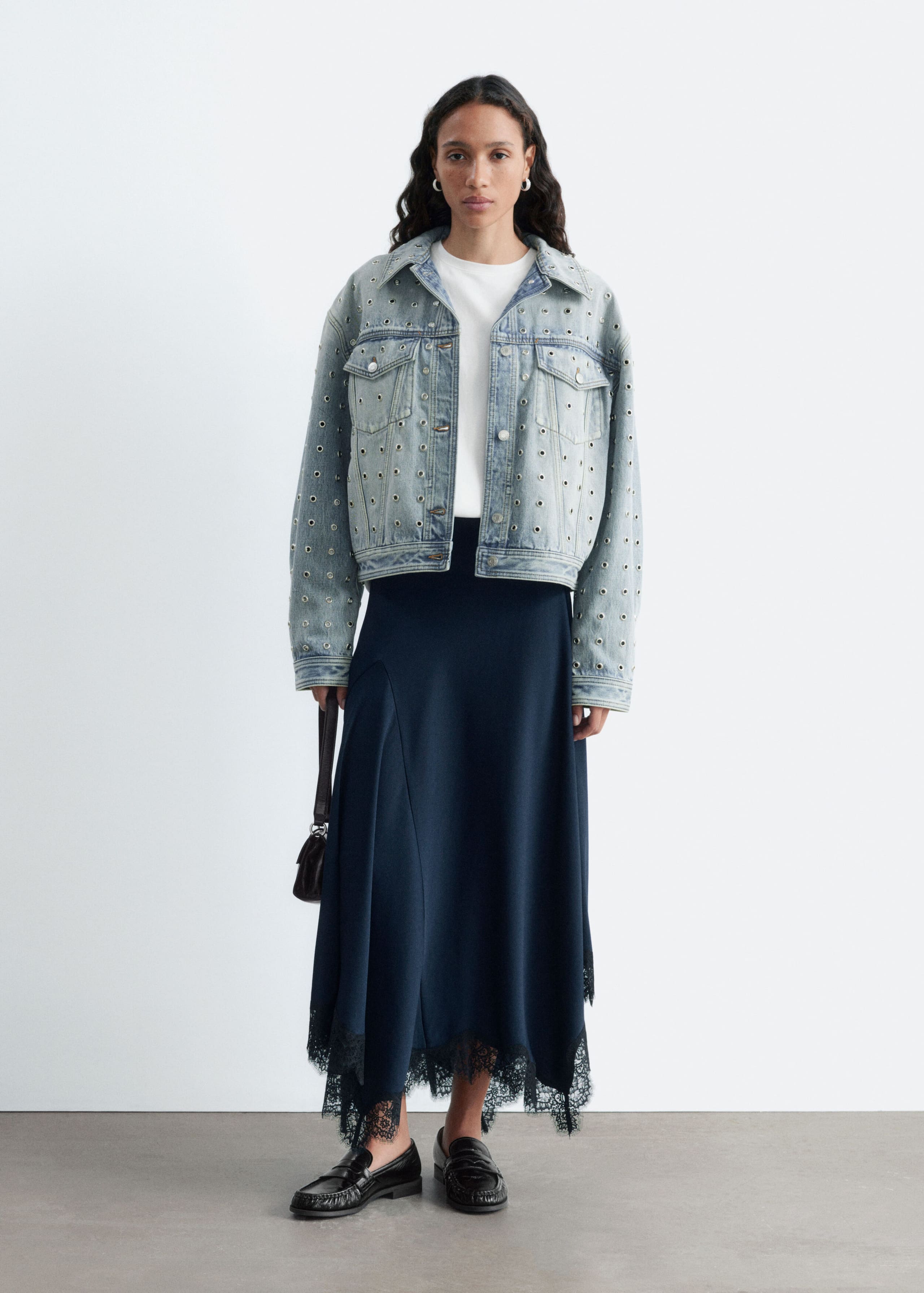 Eyelet Denim Jacket - Light Blue - Lookbook