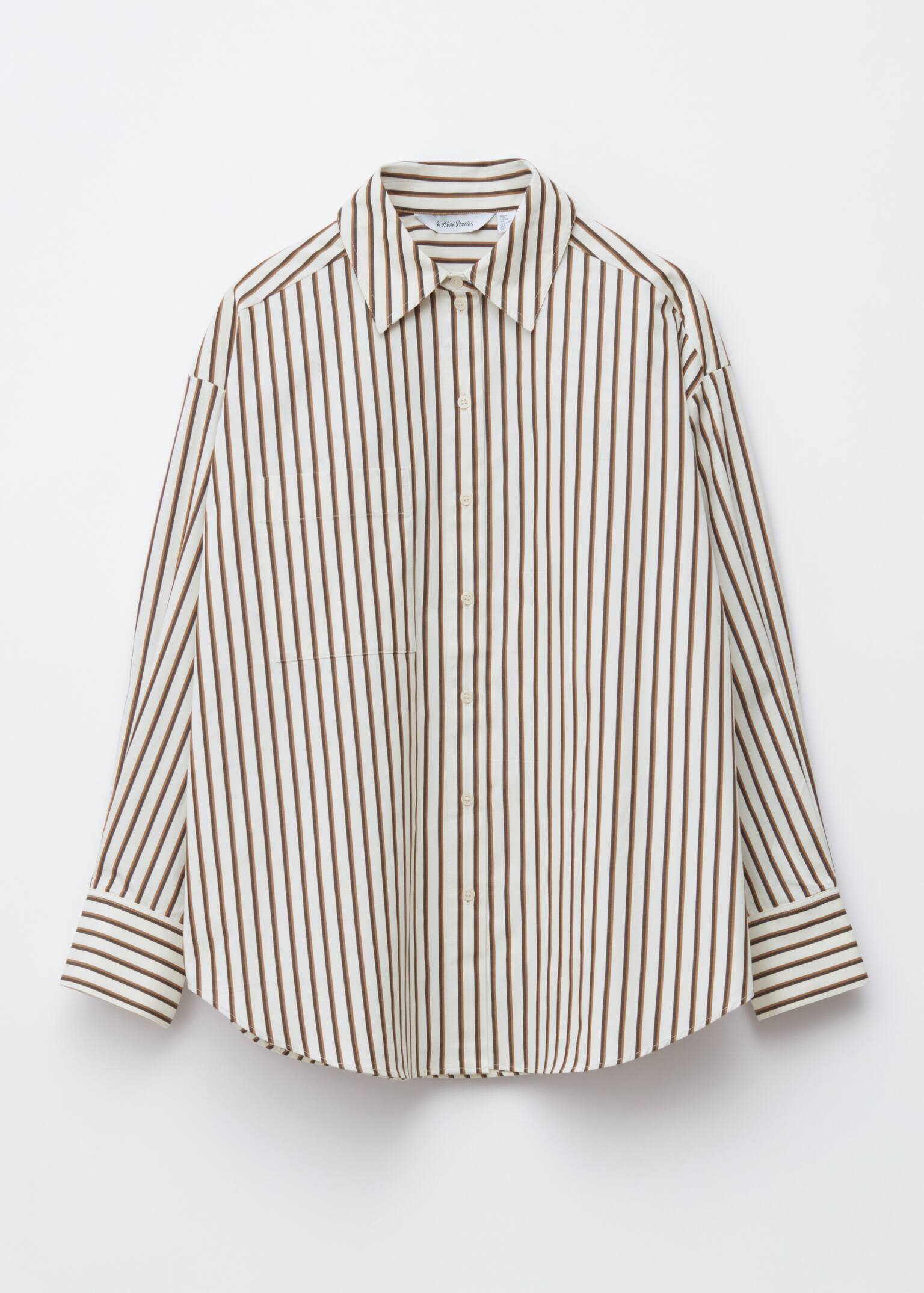 Oversized Shirt - White/Brown Stripes - 2