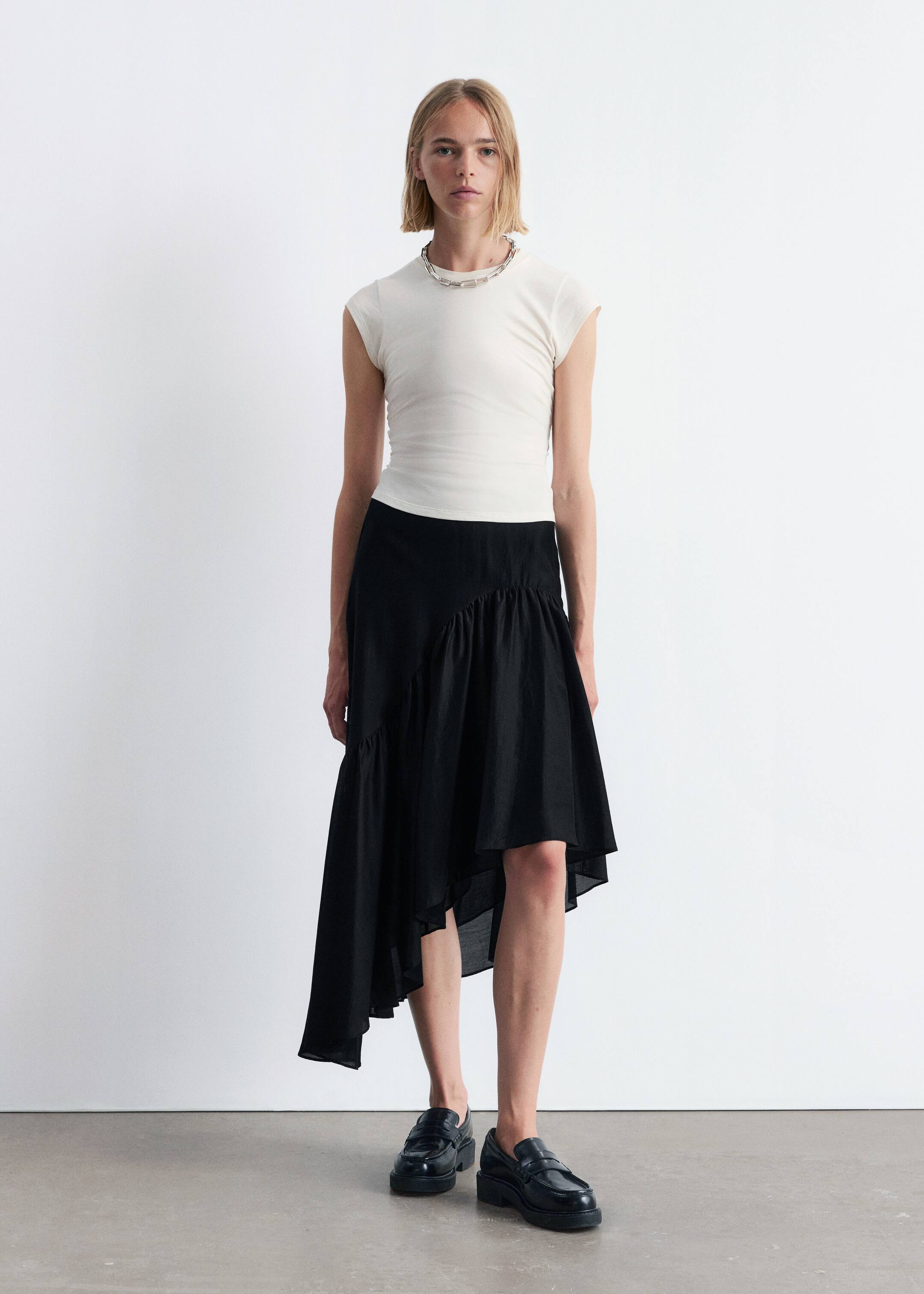 Grotere afbeelding bekijken: Asymmetrische geplooide midi-rok - Zwart - DAMES | H&M NL 3