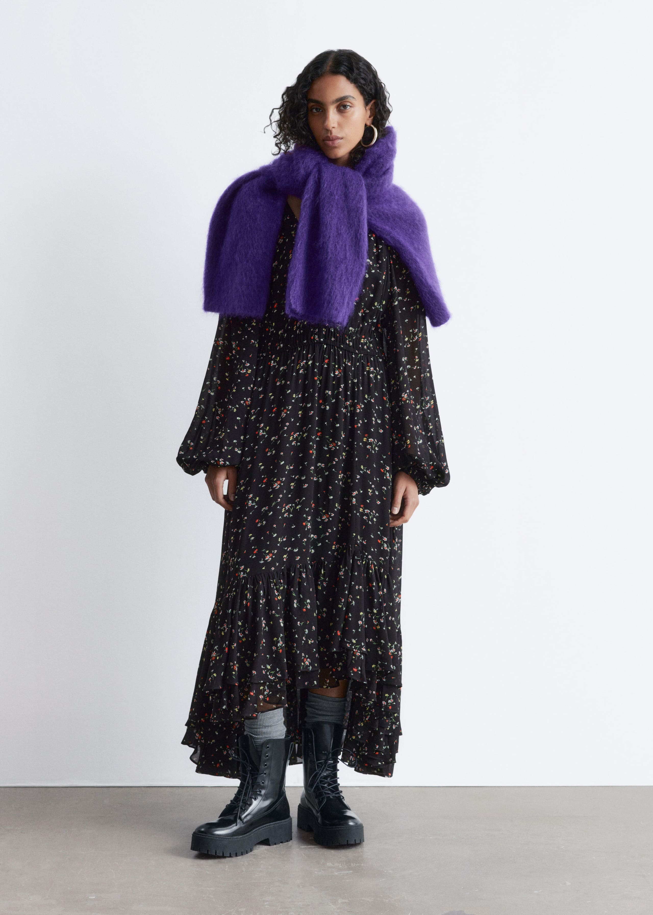 Image of Langärmliges Maxikleid mit Rüschen