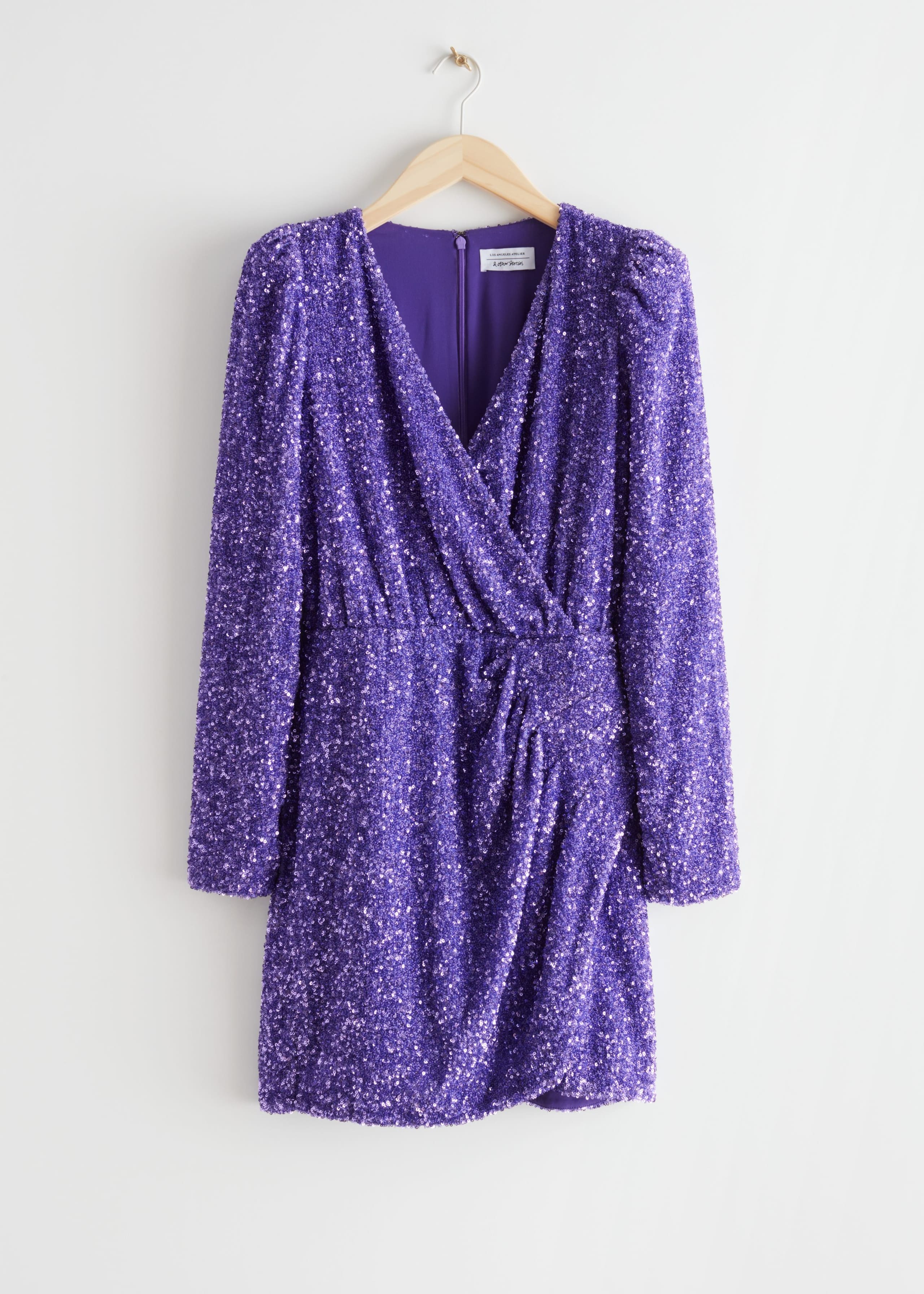 Sequin Wrap Mini Dress - Purple Sequin - Still Life