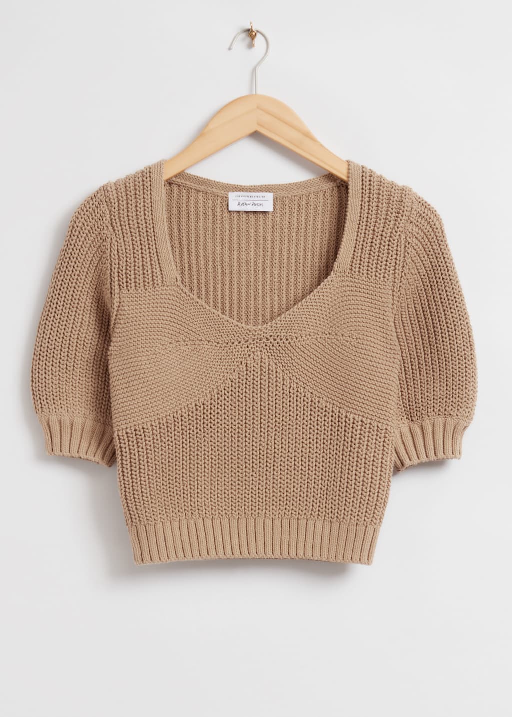 Cropped Sweetheart Bustier Knit Top - Cream - Still Life