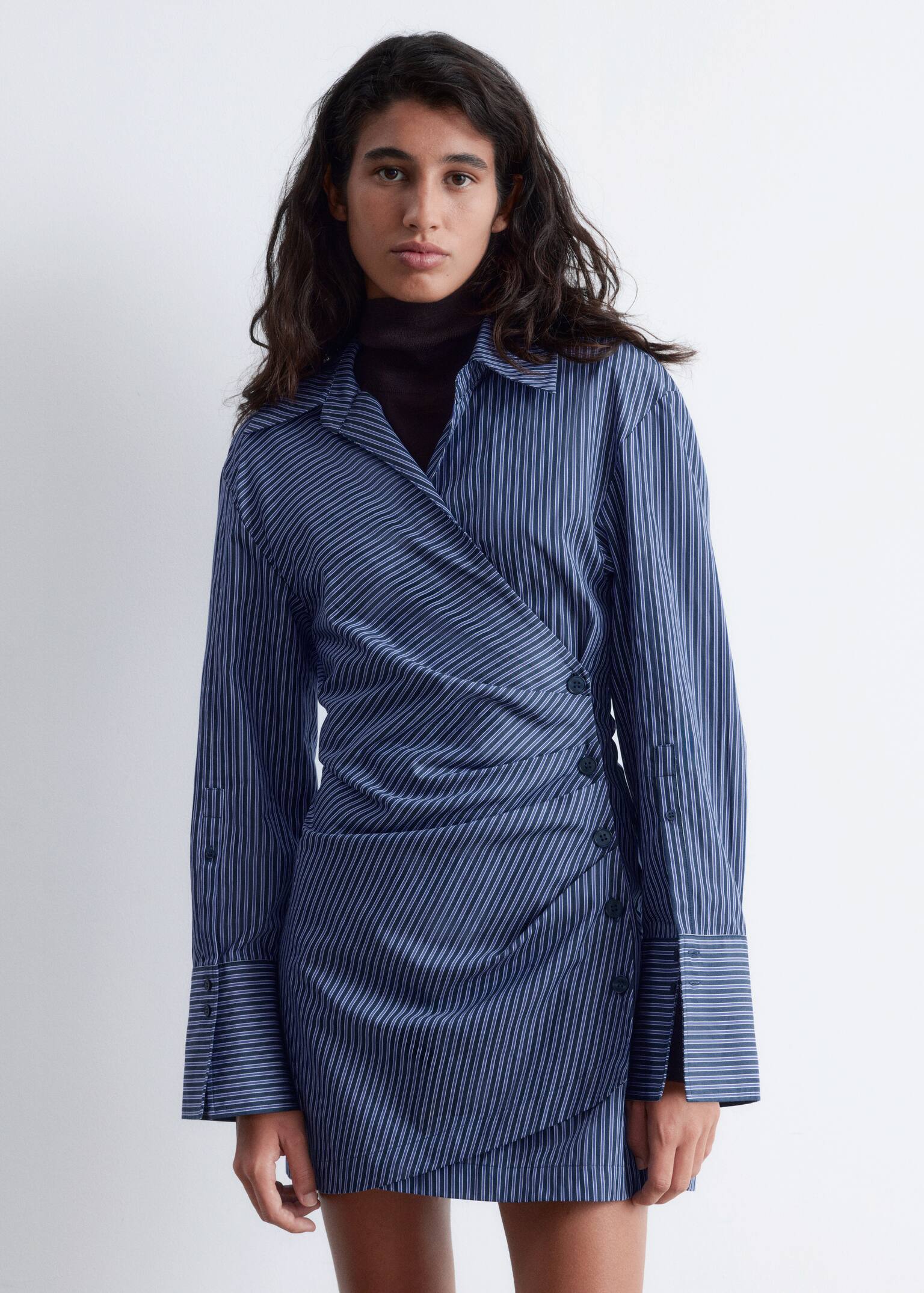 Wickel-Hemdkleid in Minilänge - Blau gestreift/Hellblau/Braun gestreift/Dunkelrot/Rosa gestreift - 4