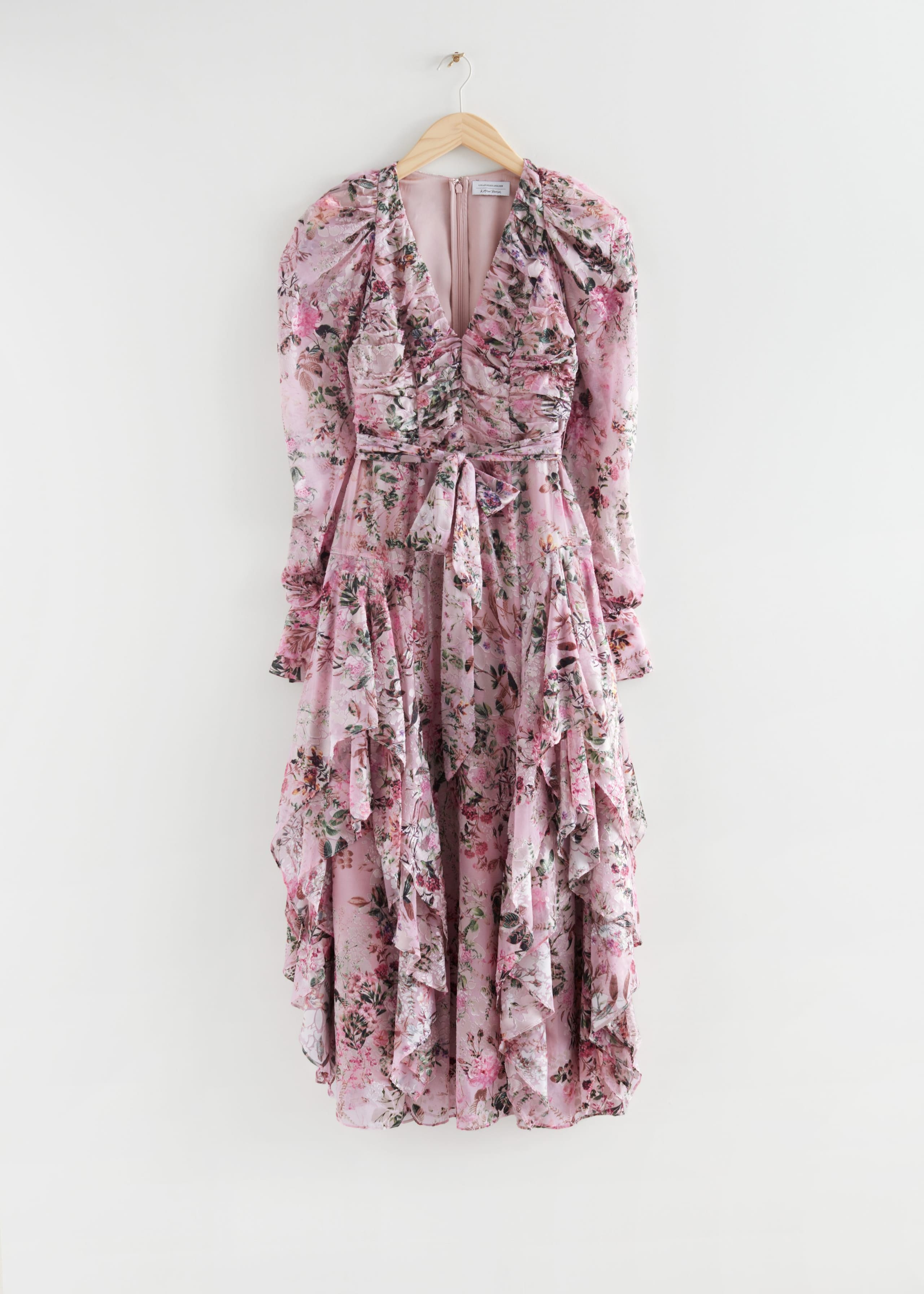 LayeredRuffleMaxiDress - Pink Florals - Bodegón