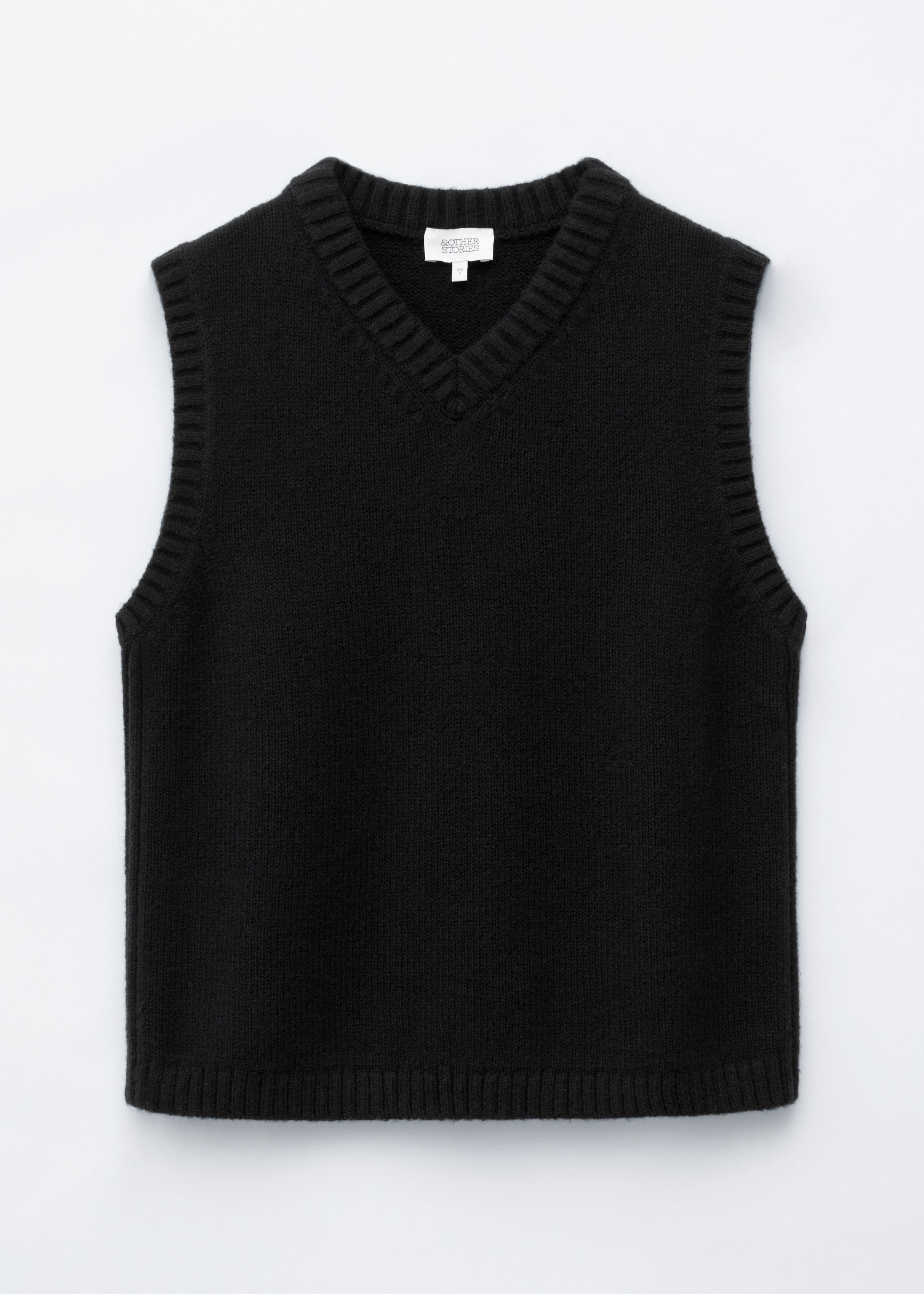 Wool-Cotton Knitted Vest - Black - Still Life