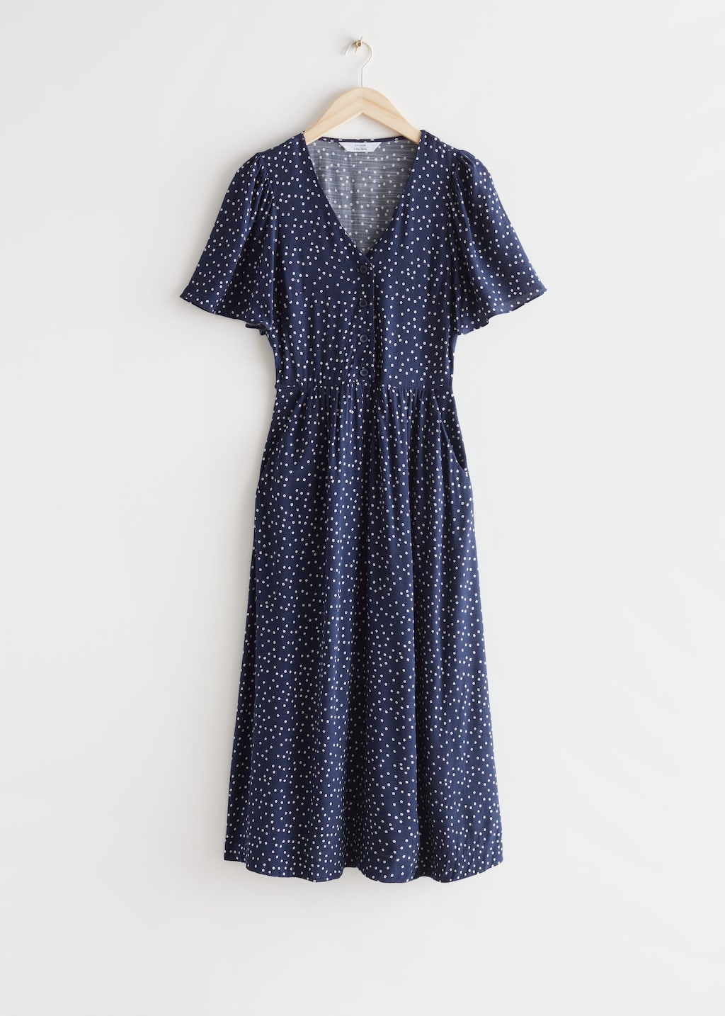 Vestido midi con mangas abullonadas - Estampado negro - Bodegón