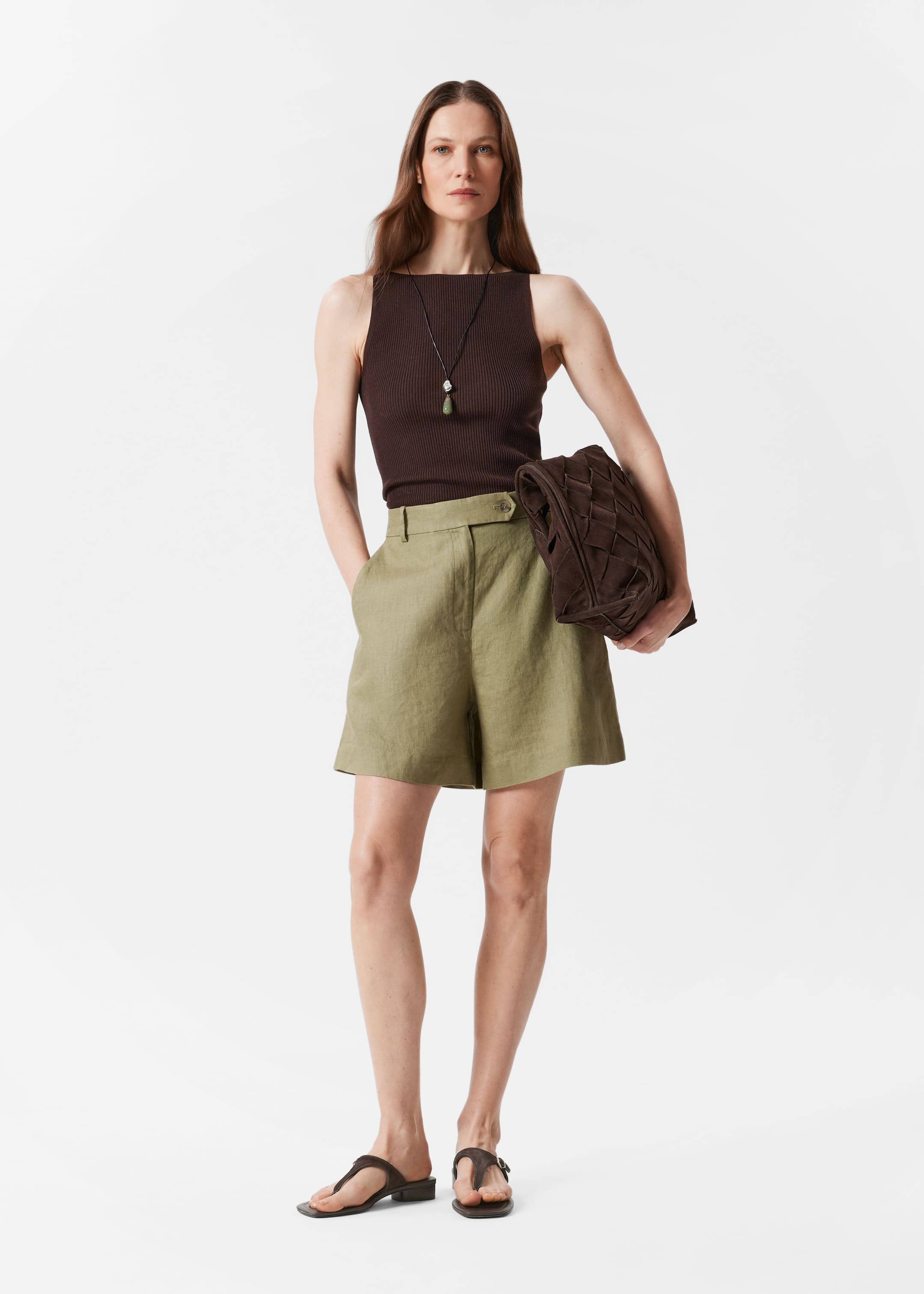 Vis større bilde: Linshorts - Khakigrønn - DAME | H&M NO 1