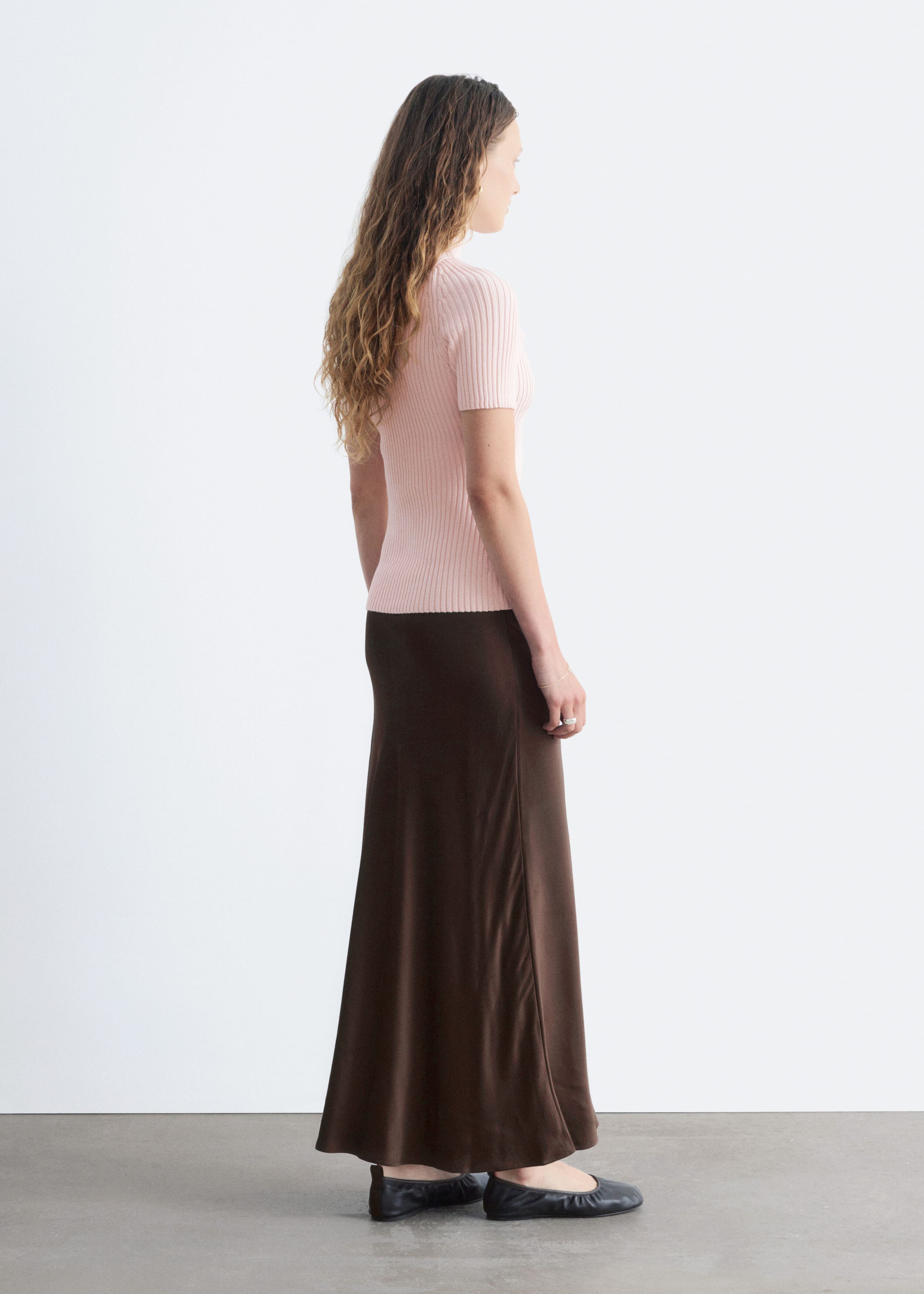 Mock-Neck Ribbed Top - Light Pink - Lookbook