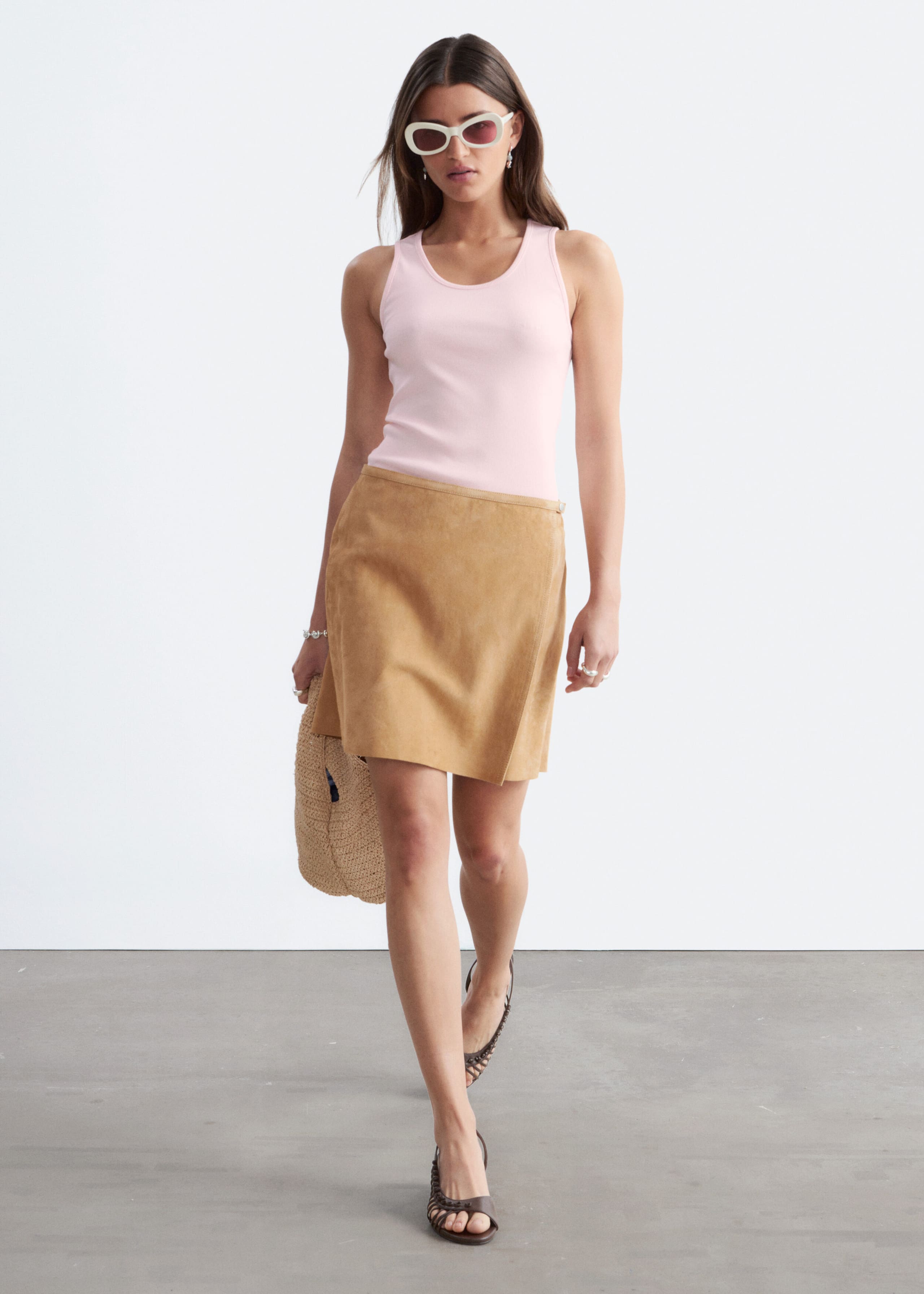 Ribbed Cotton Tank Top - Green - Lookbook