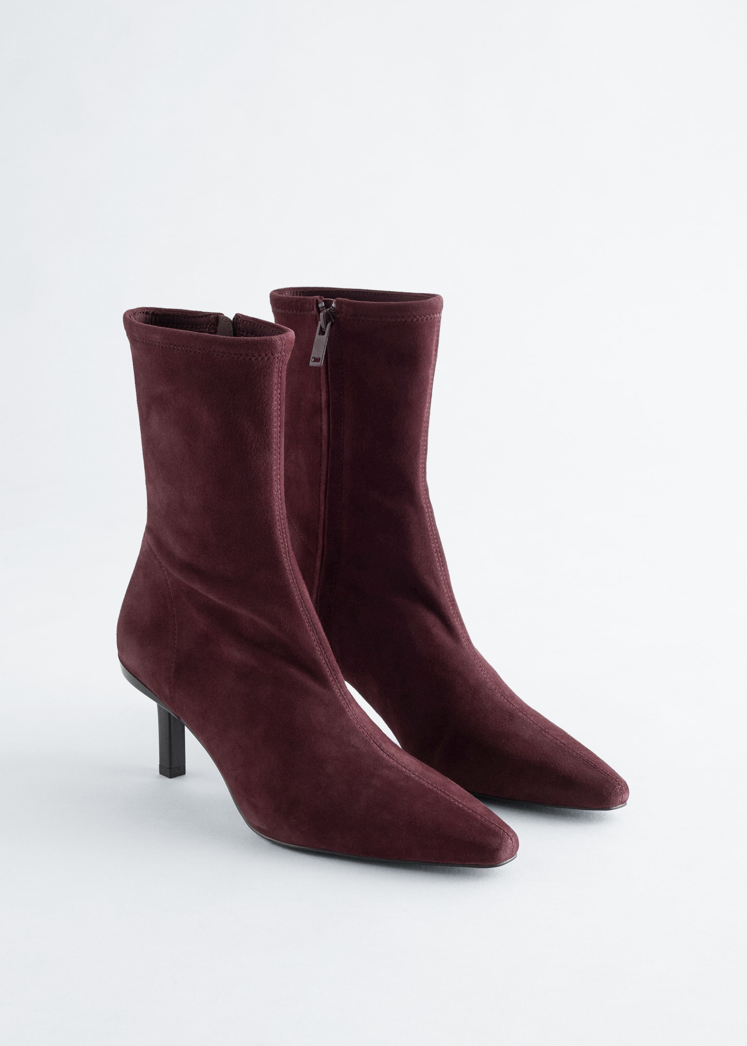 Bottines en cuir extensible - Bordeaux/Cuir noir - 2