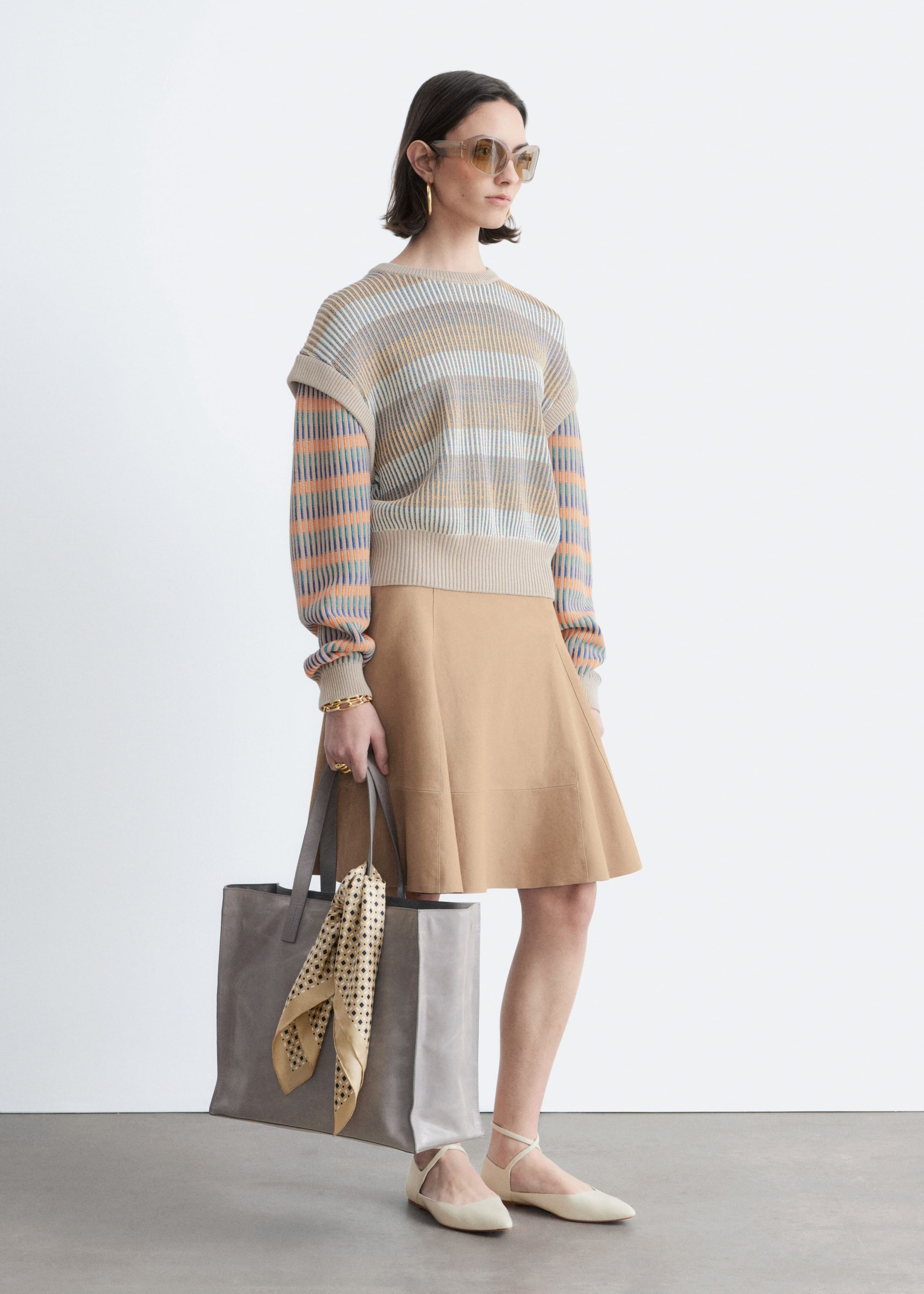 Image of Striped Panel Knit Jumper
