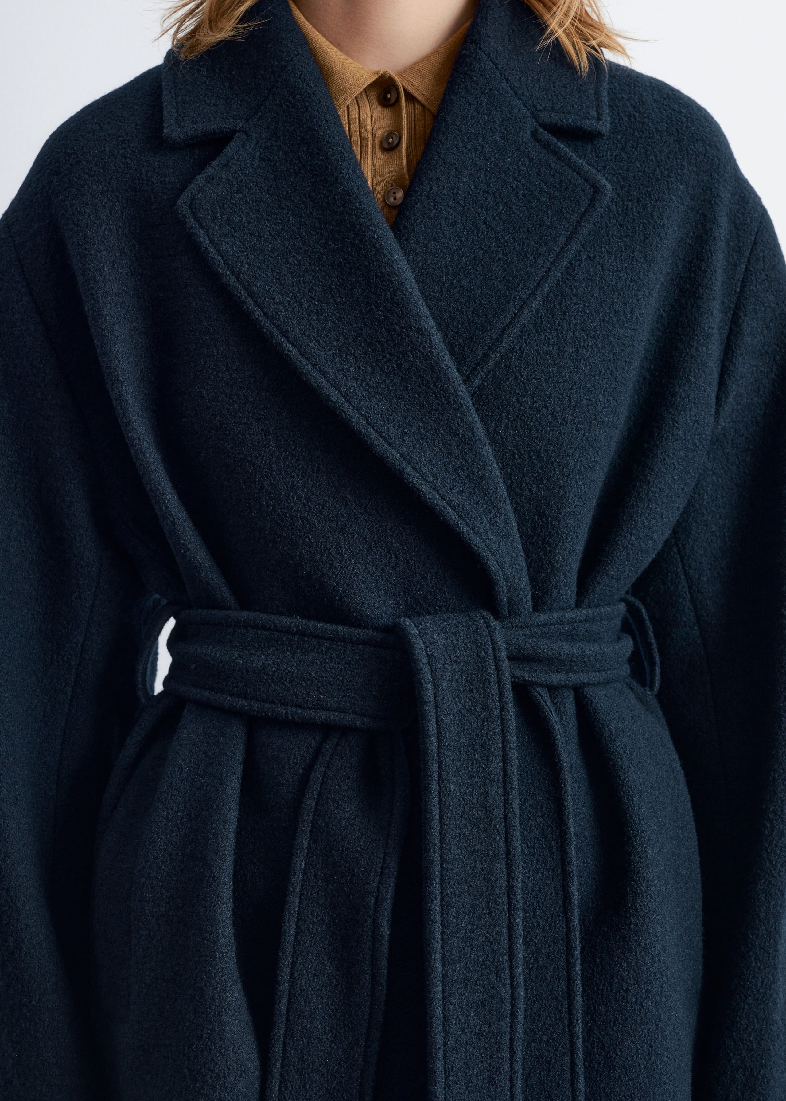 Image of Voluminous Belted Wool Coat