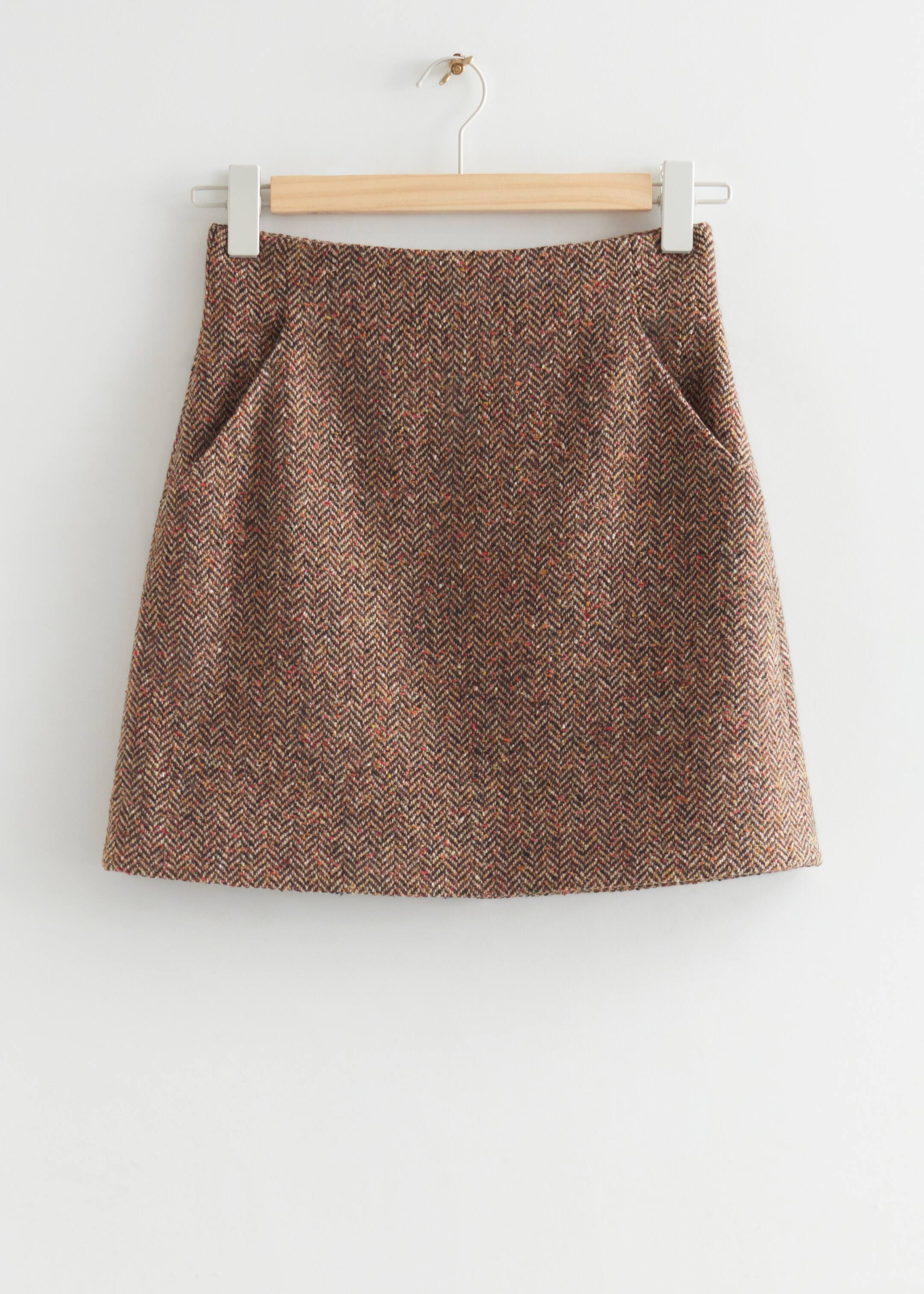 Agrandir l'image: Mini-jupe en tweed - Brown Tweed - FEMME | H&M CH 1