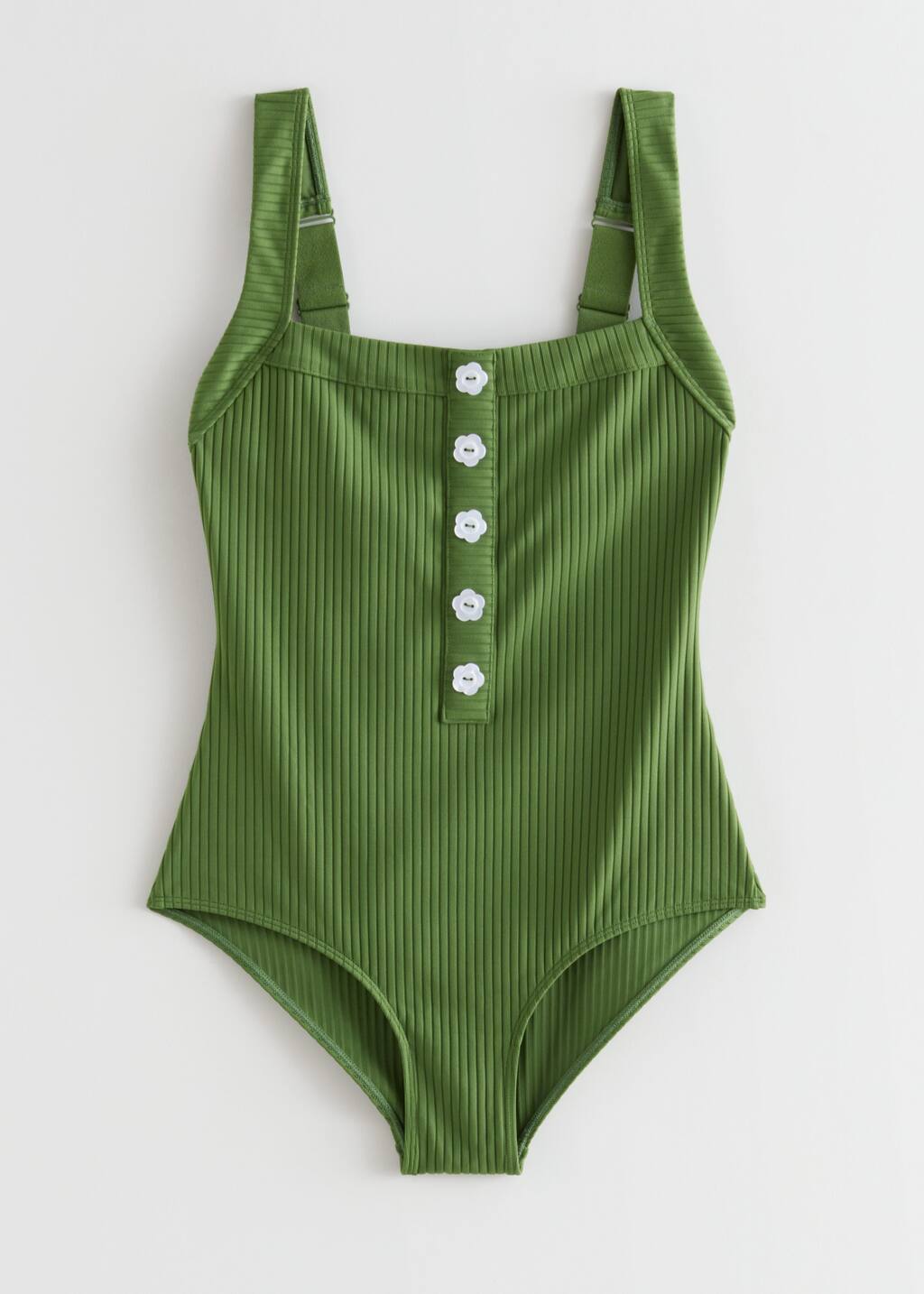 Floral Button Swimsuit - Black - Still Life