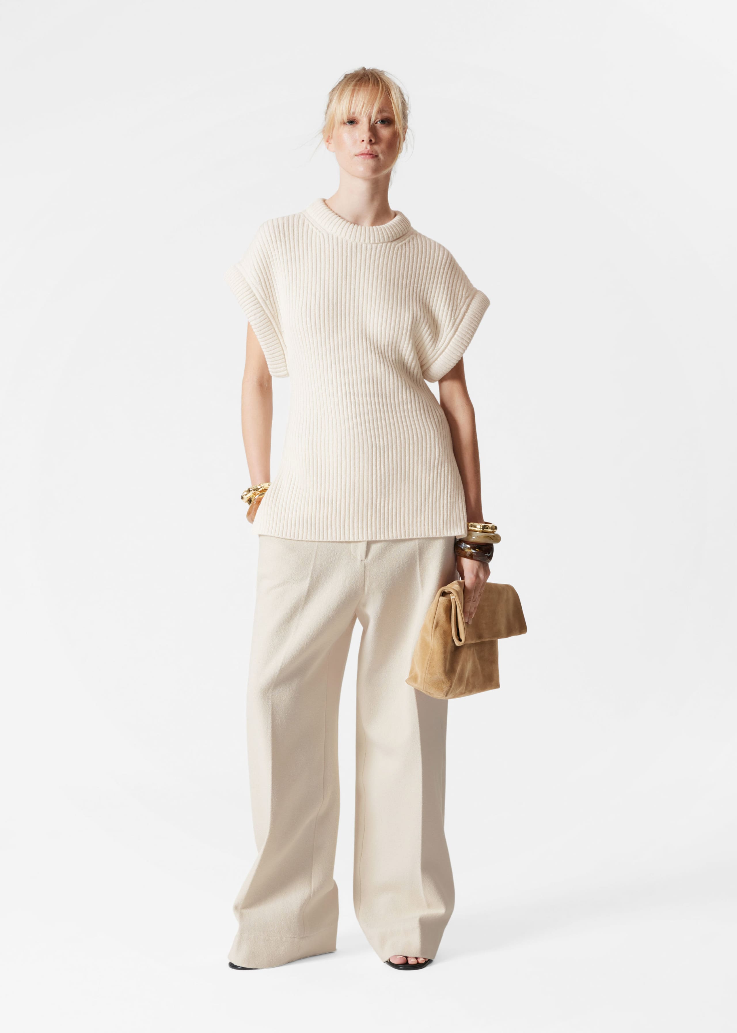 Rib-Knit Vest - Cream - Lookbook