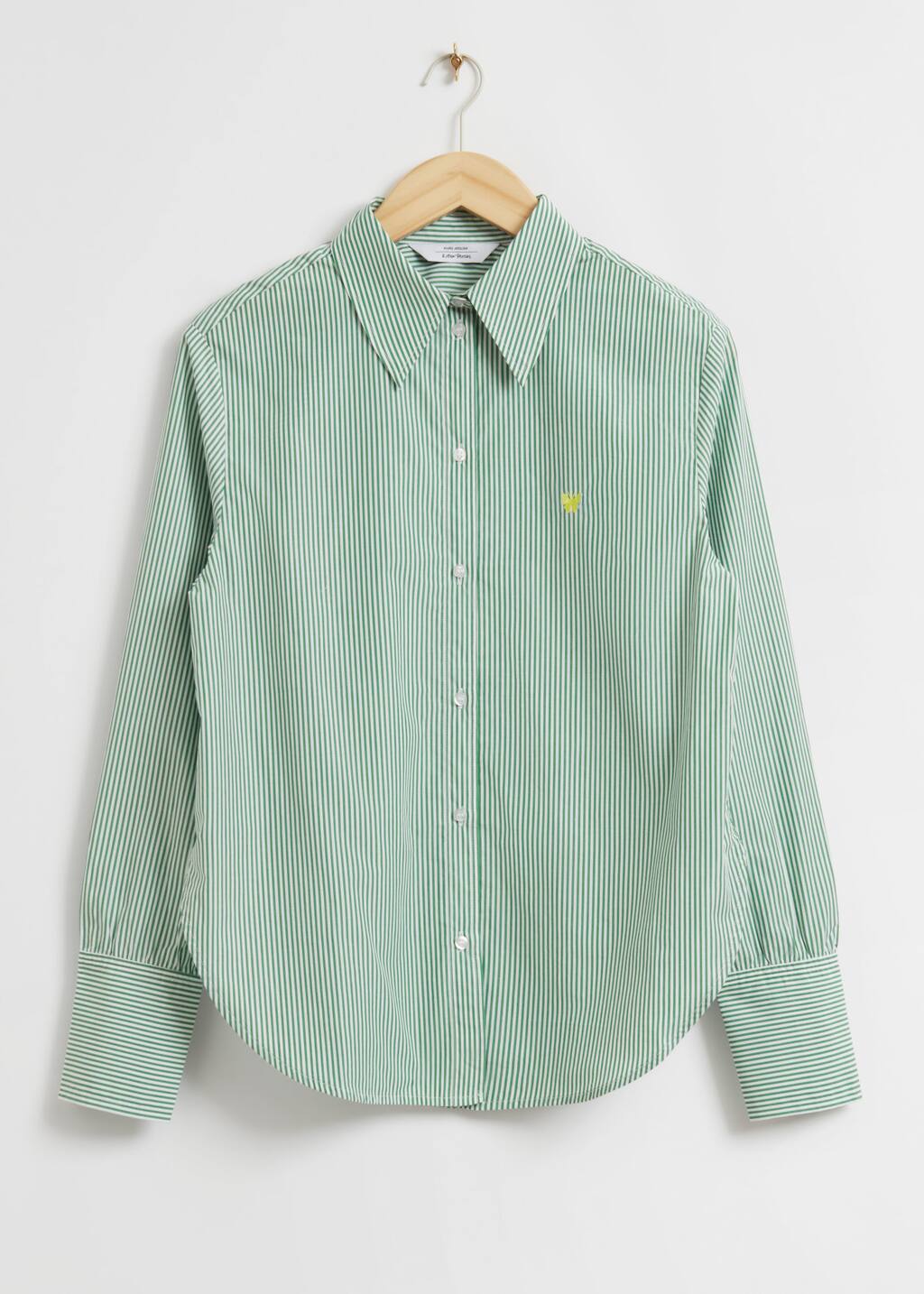 LooseButterflyEmbroideredStripedShirt - Green Striped - Natura morta