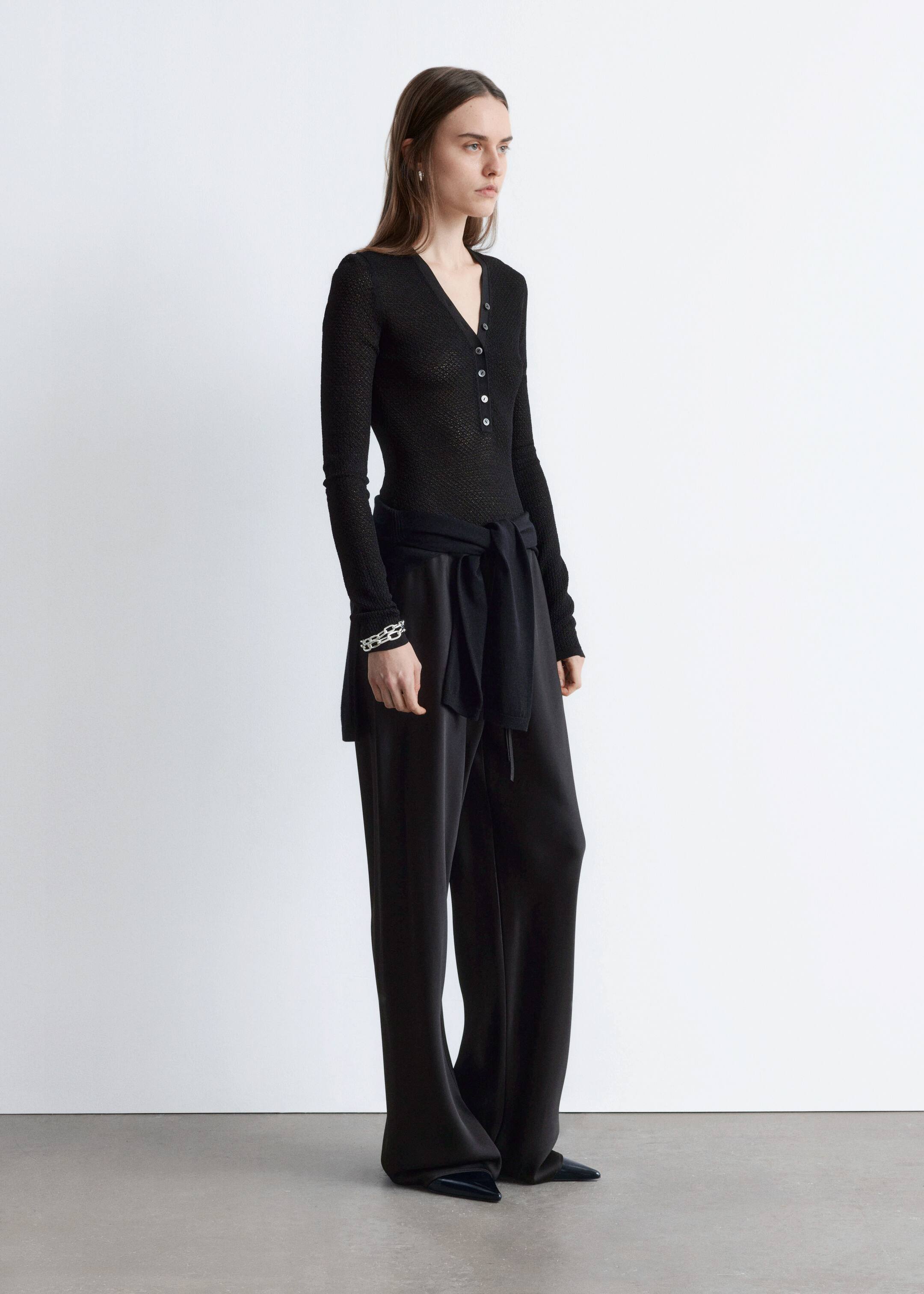 Grotere afbeelding bekijken: Ajourgebreide body met lange mouwen - Zwart - DAMES | H&M NL 5