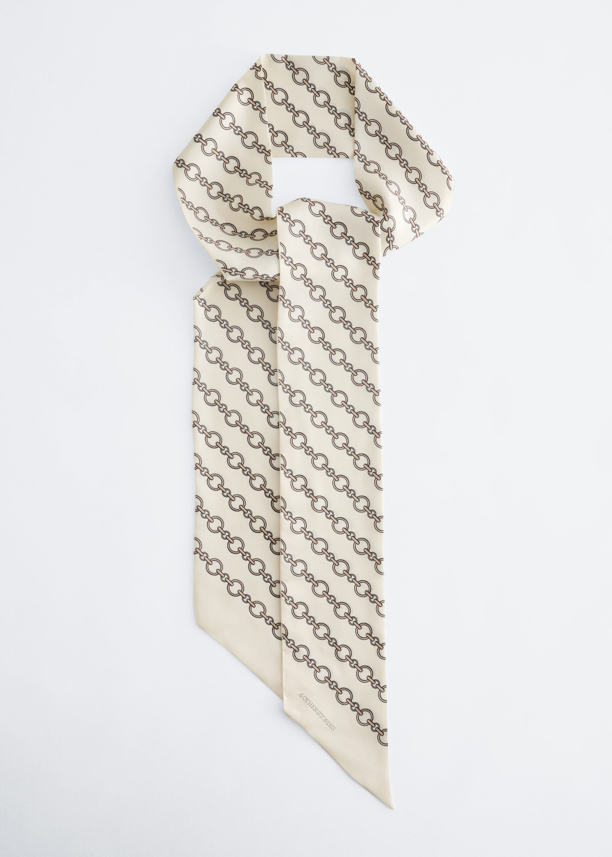 Slim Silk Print Scarf - {{variantName}} - Descriptive Detail