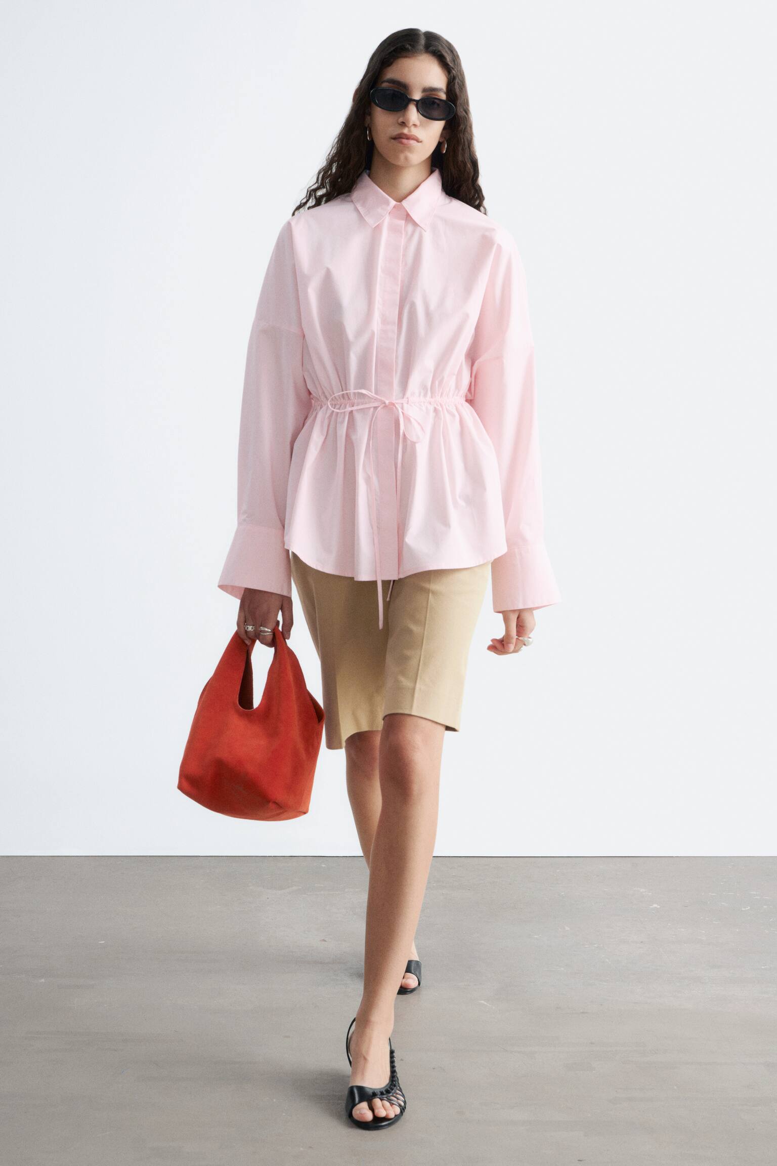 Hemd aus Baumwoll-Popeline mit Kordelzug - Rosa - 5