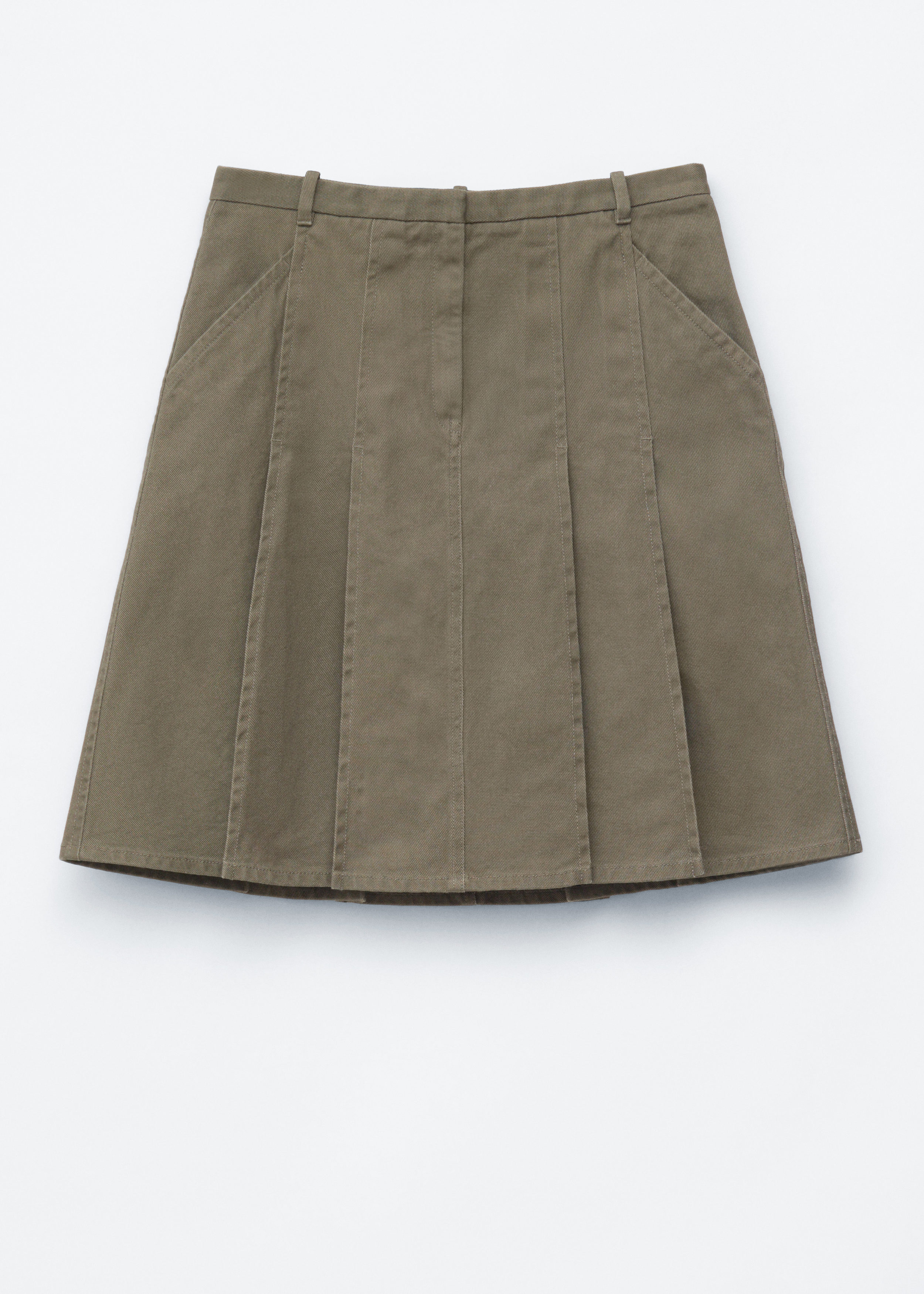 Pleated Cotton Midi Skirt