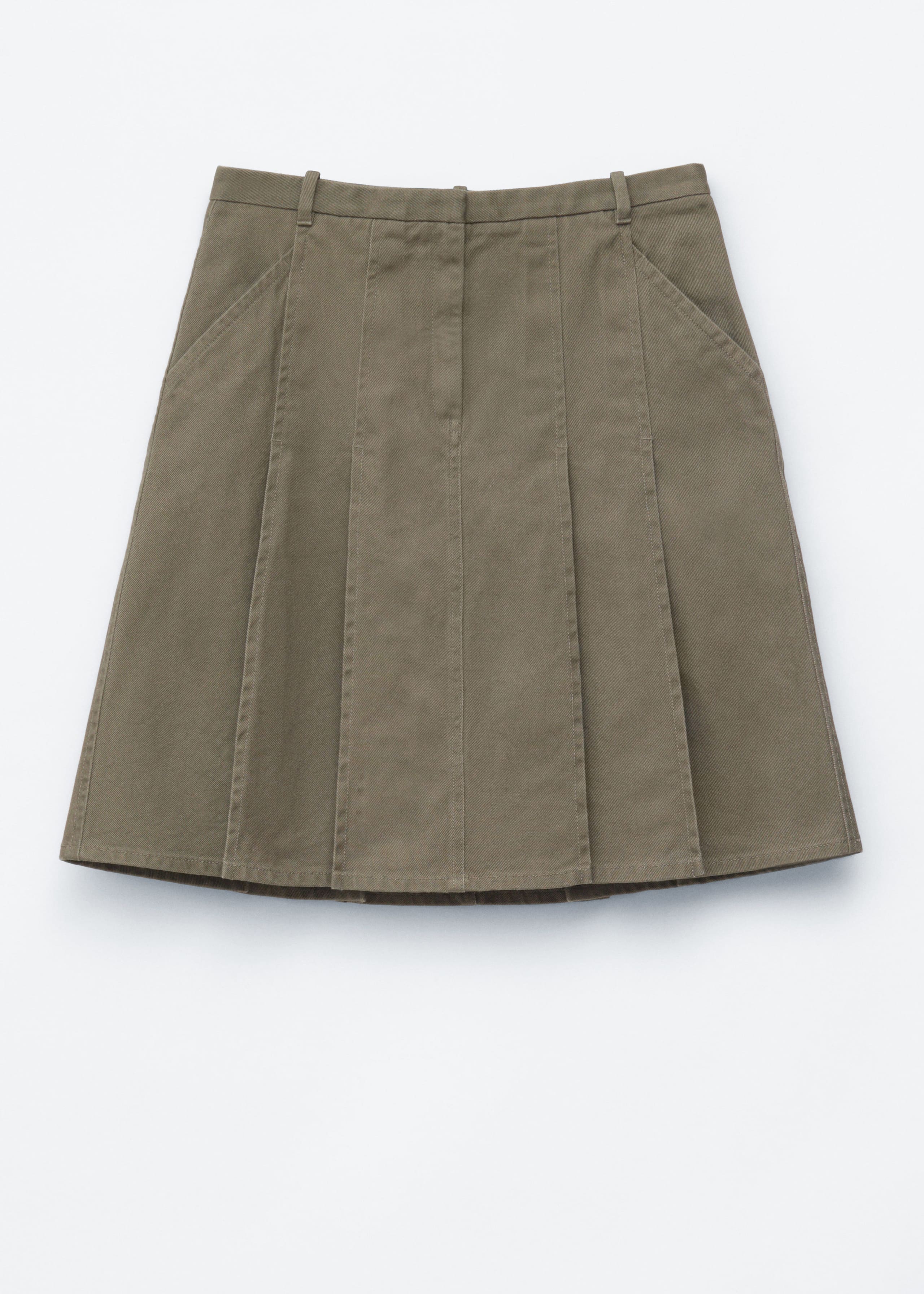Image of Pleated Cotton Midi Skirt