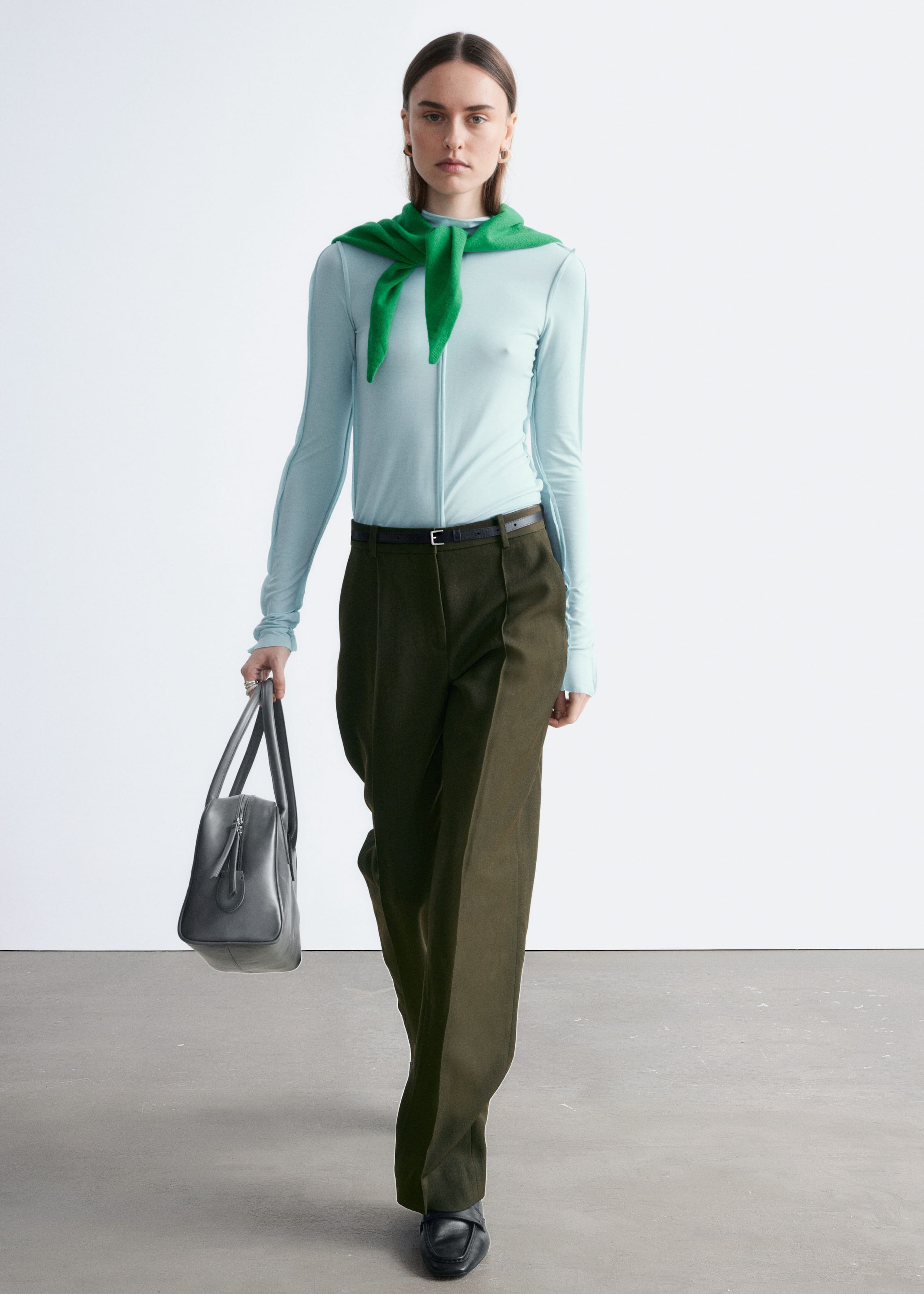 Image of Wool-Blend Tailored Trousers