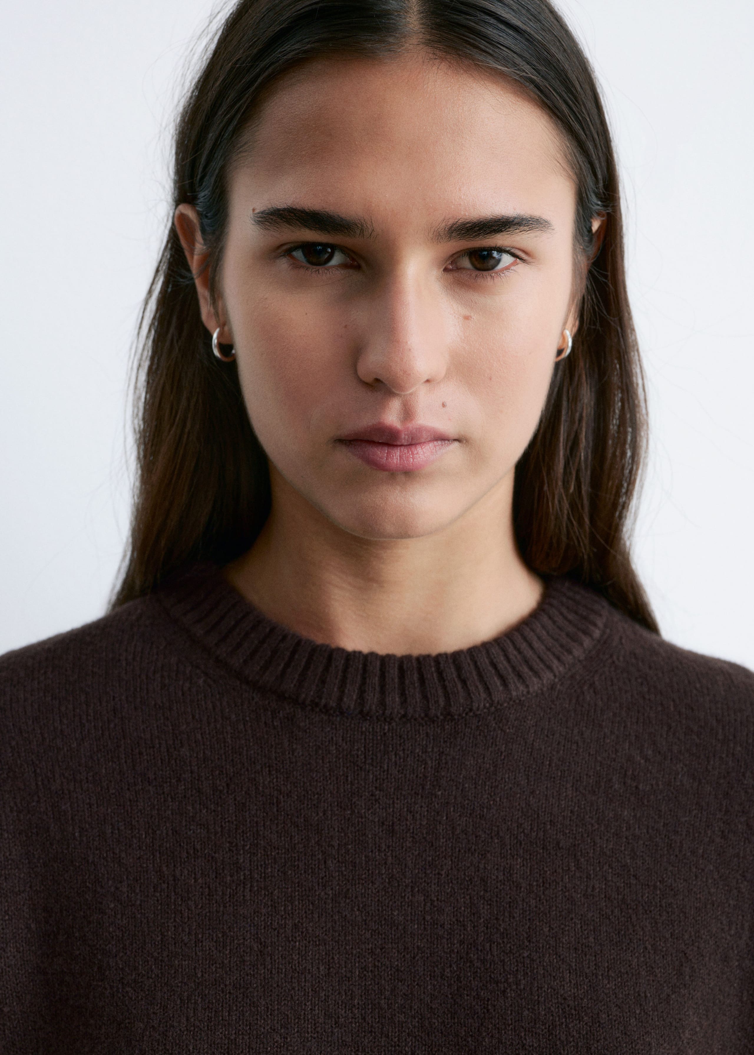 Boxy Knit Jumper - Dark Brown - Lookbook