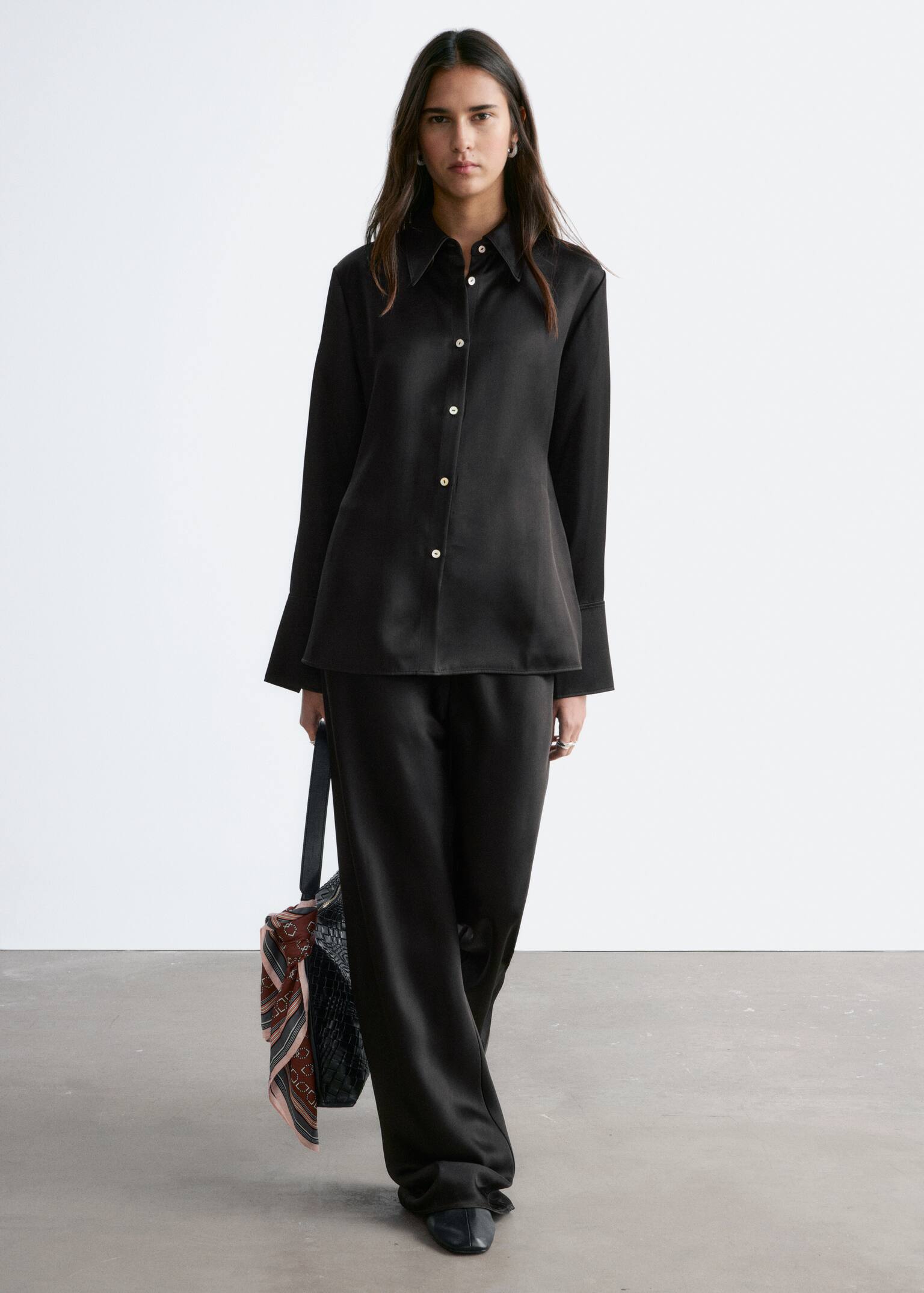 Bukser med snor i sateng - Svart - 4