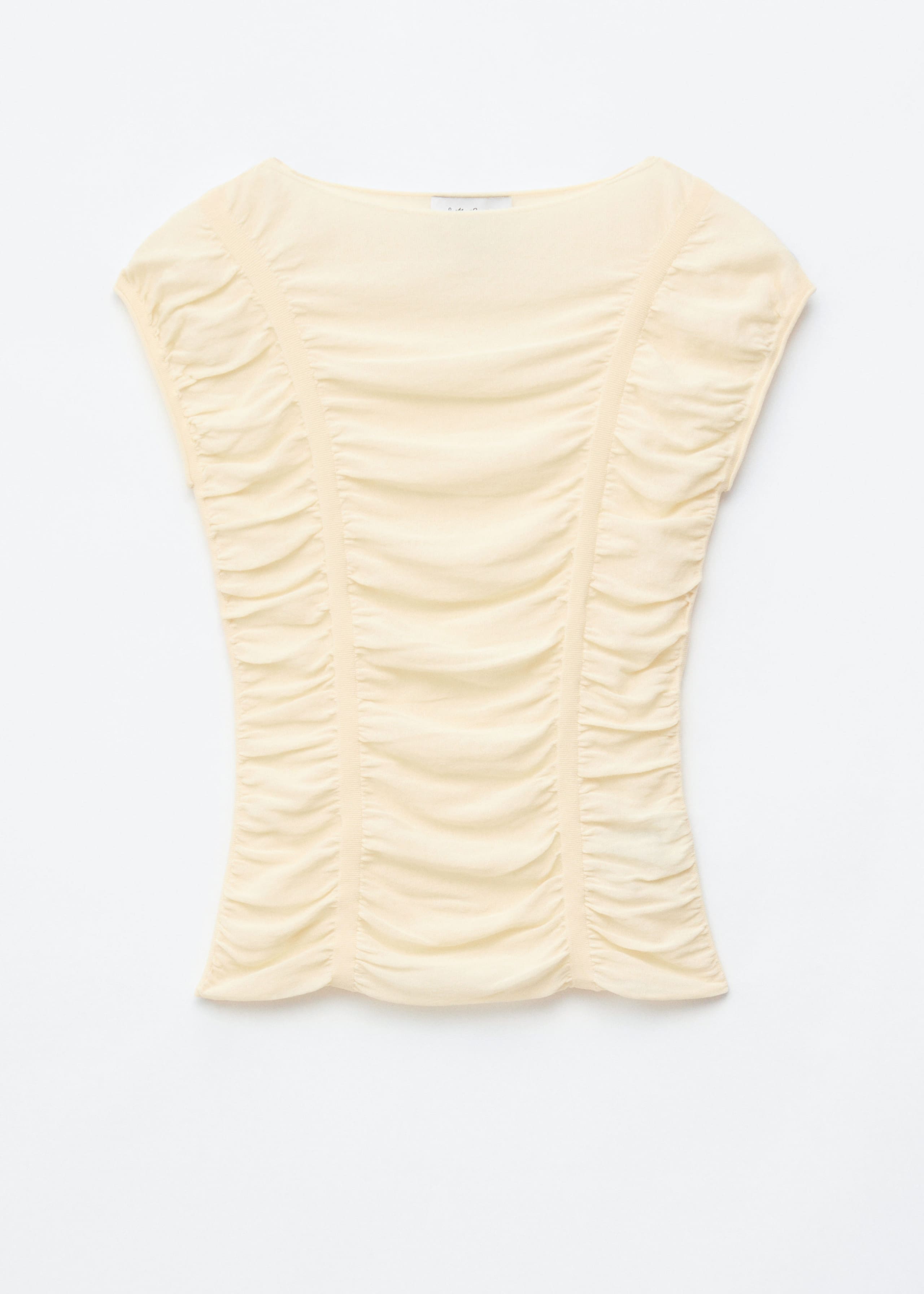Image of Ruched Cap-Sleeve Top