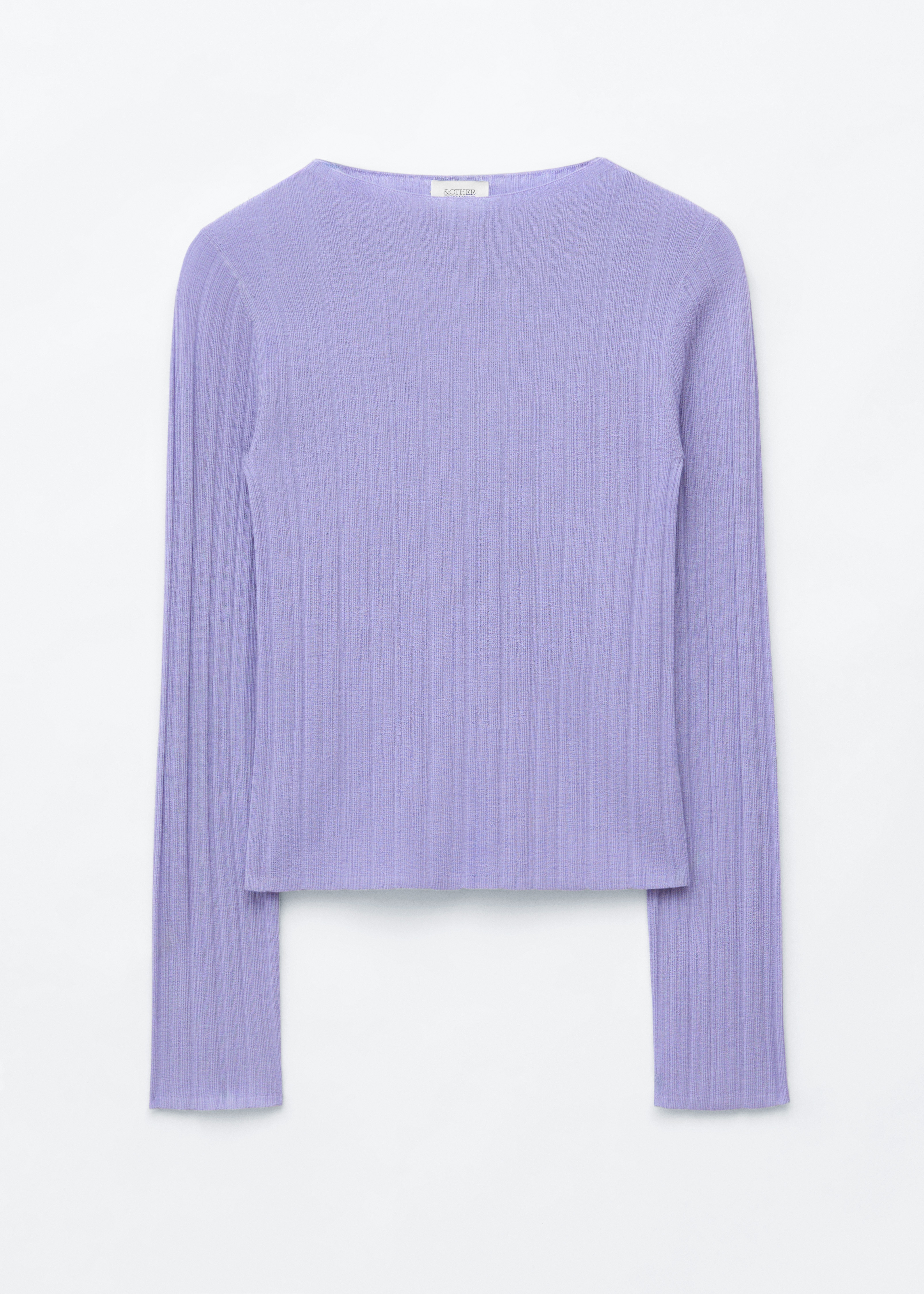 Maglia con scollo a barchetta e finitura a coste - Lilla/Marrone scuro/Rosa brillante