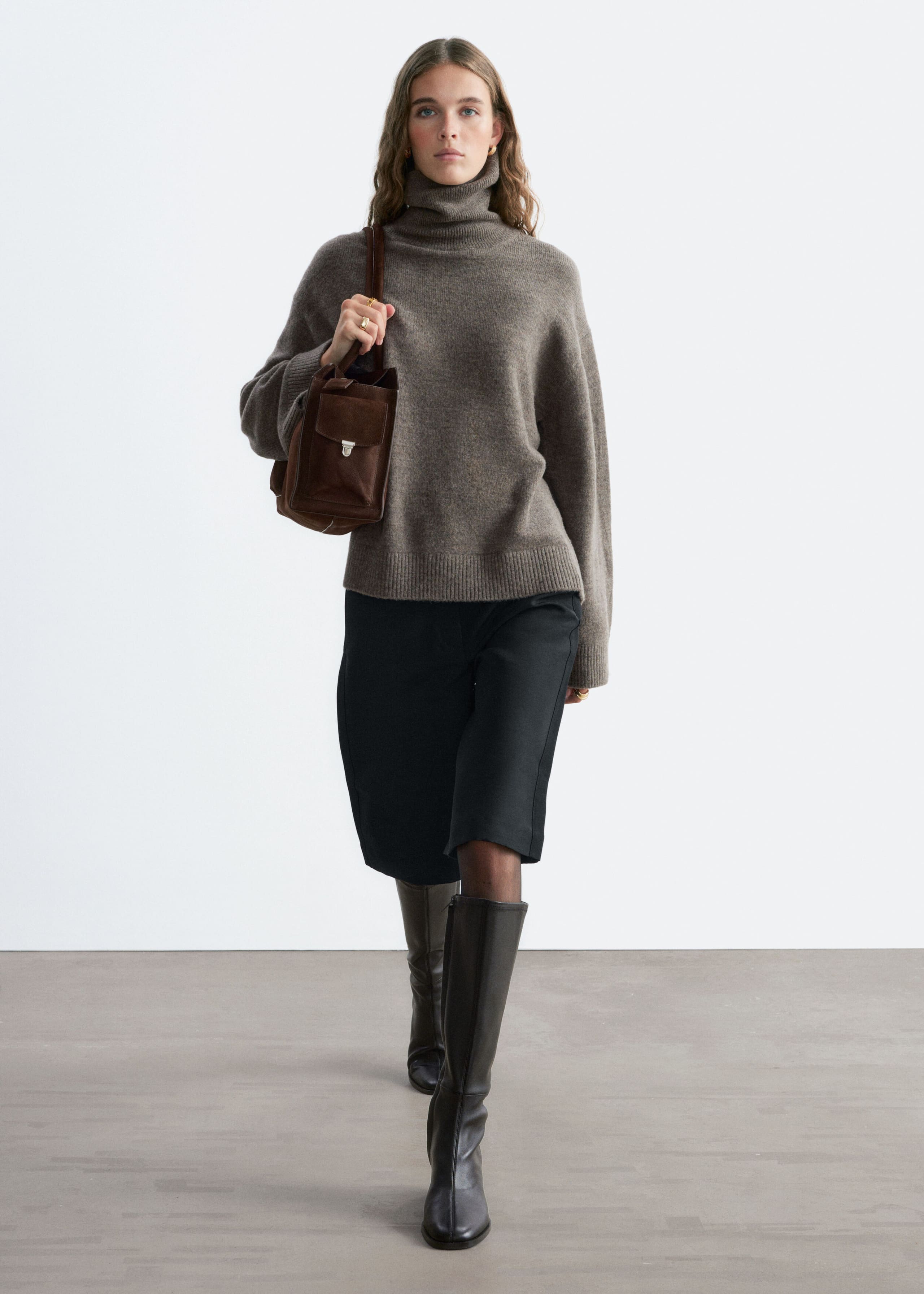 Wool-Cotton Turtleneck Jumper - Dark Blue - Lookbook