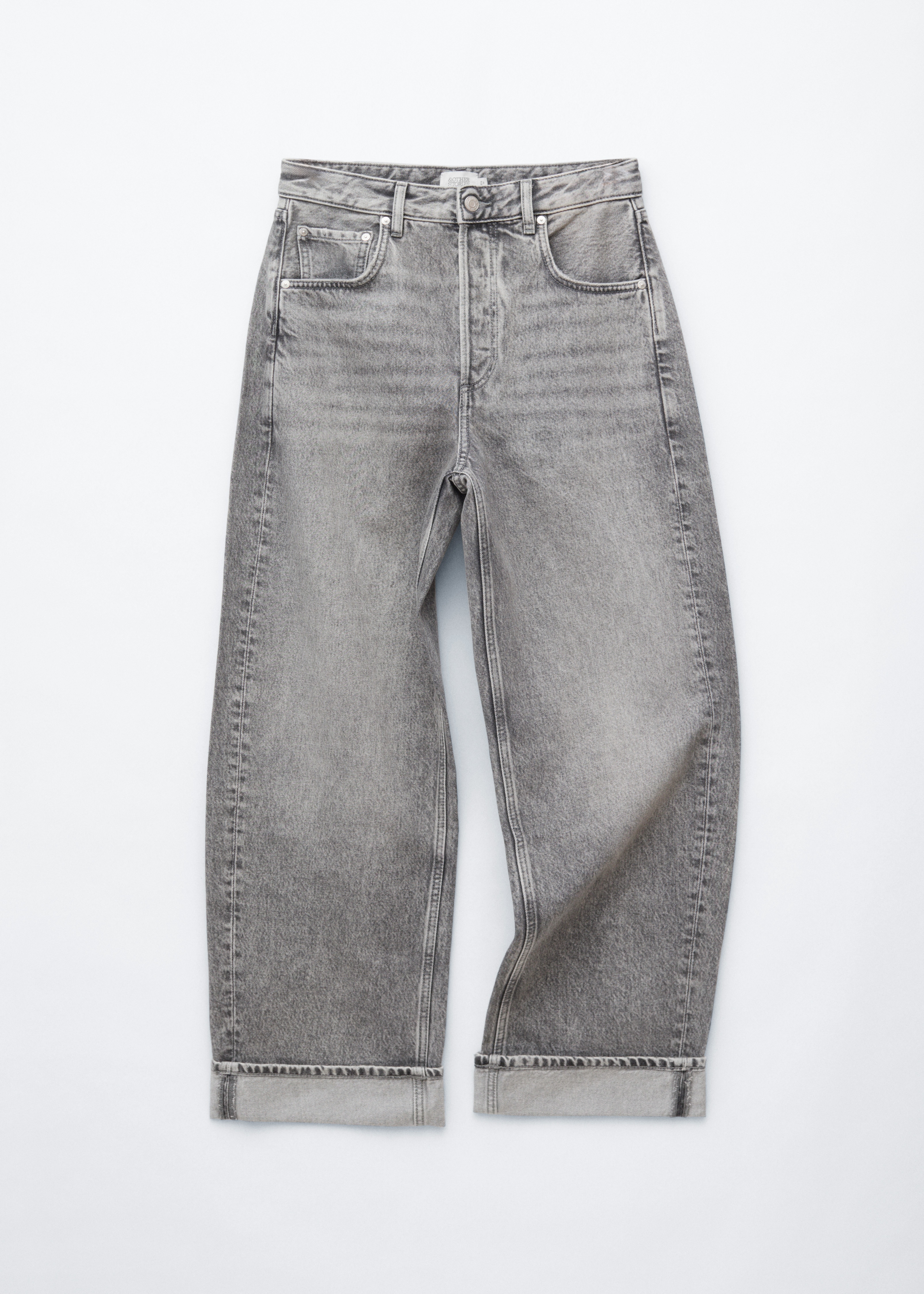 Jeans met gebogen pijpen - Vintage grijs/Zwart/Donkerbruin/Middenblauw/Rood/Crème/Wit/Havermout/Lichtblauw/Middenblauw/Gewassen roze