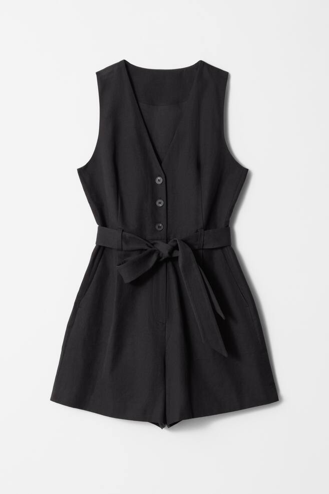 Eleganter Playsuit - Schwarz/Rot/Weiß - 1