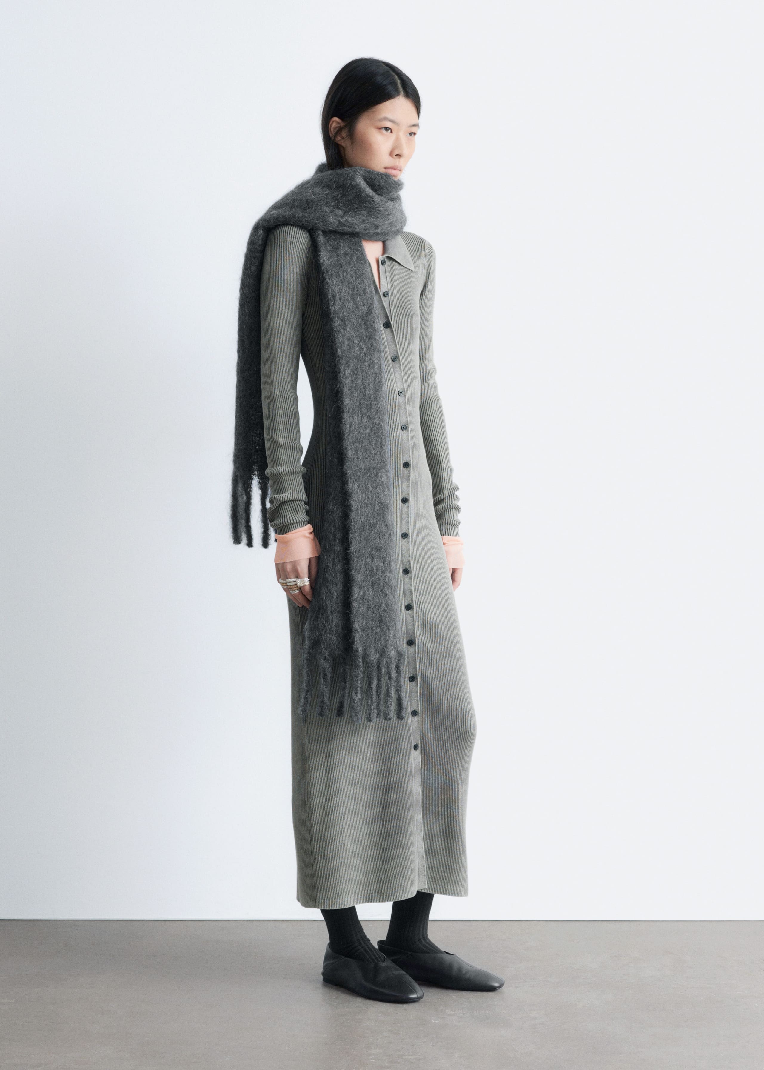 Image of Jersey Midi Shirt Dress