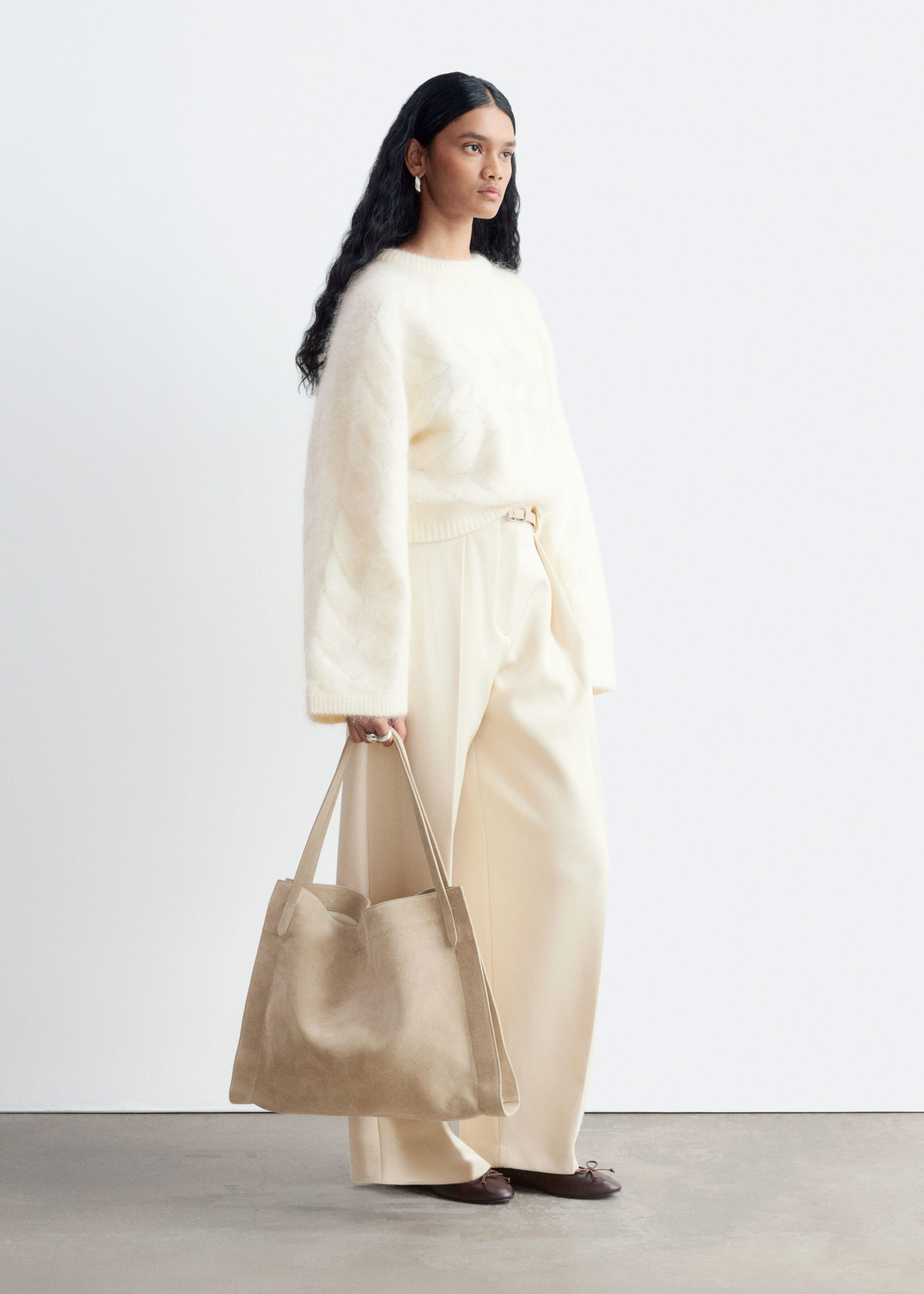 Pullover aus Mohairmischung mit Zopfstrickmuster - Weiß - Lookbook