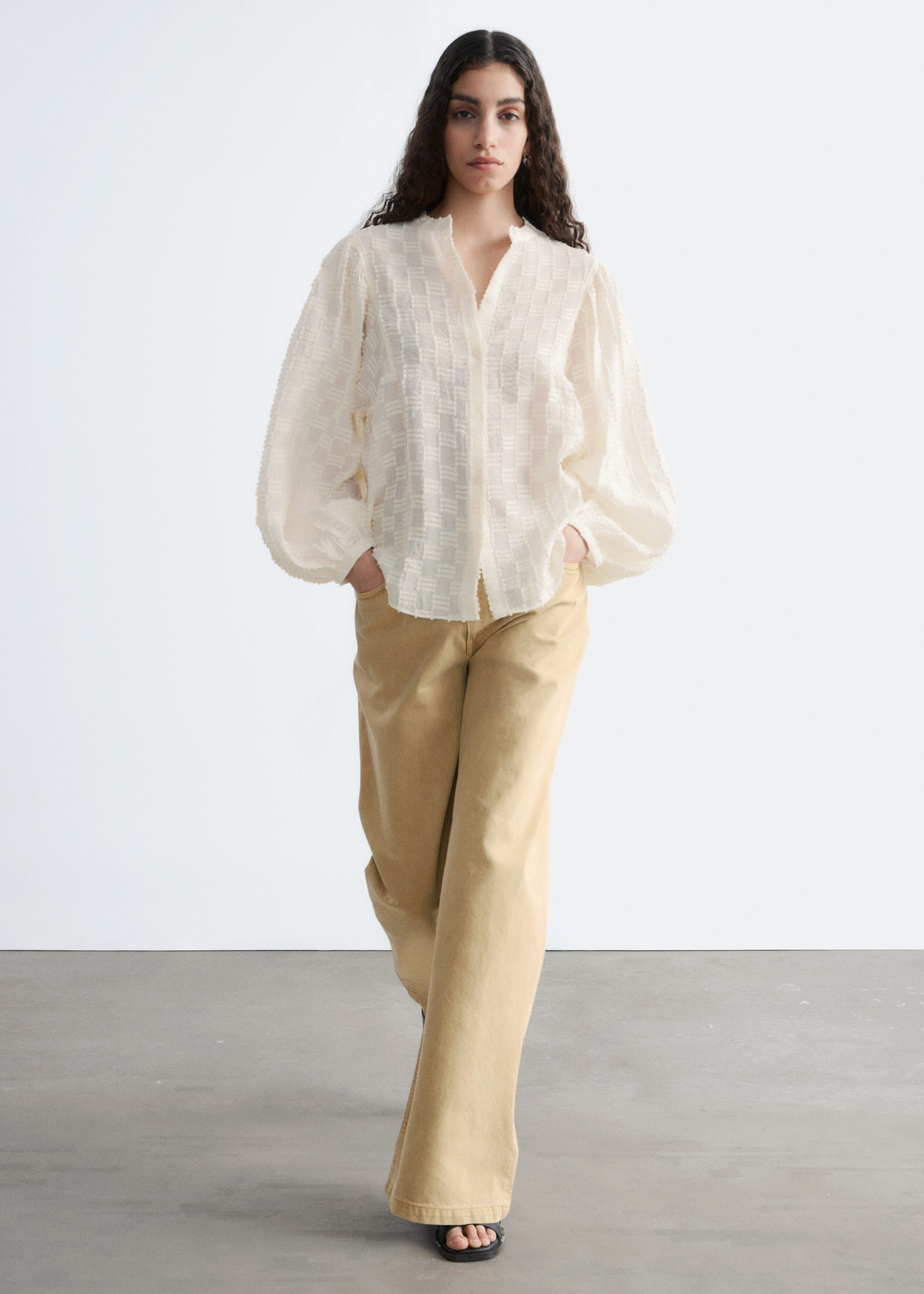 Textured Voluminous Sleeve Blouse - White - & Other Stories NL