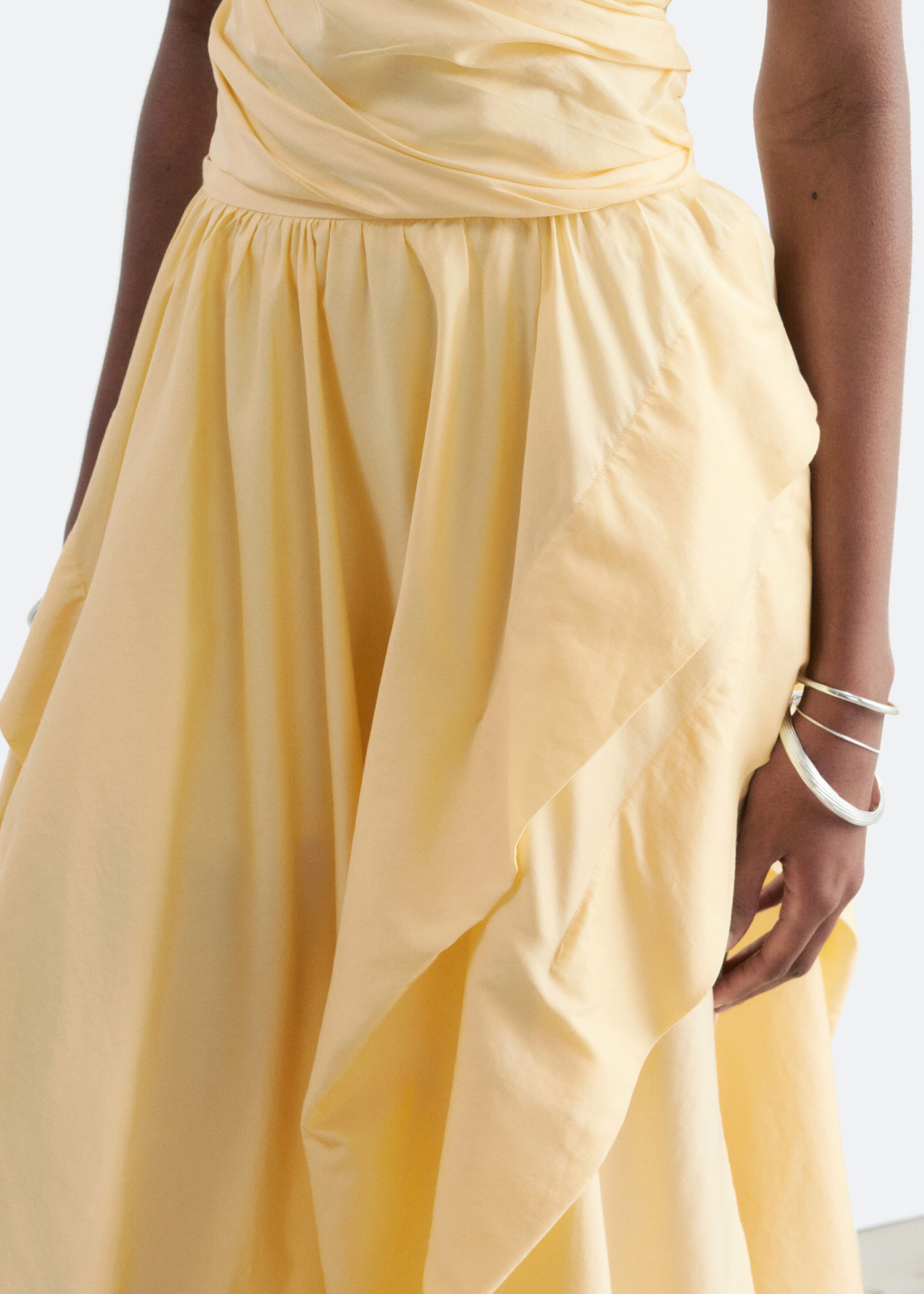 Image of Gathered Cotton Midi Skirt