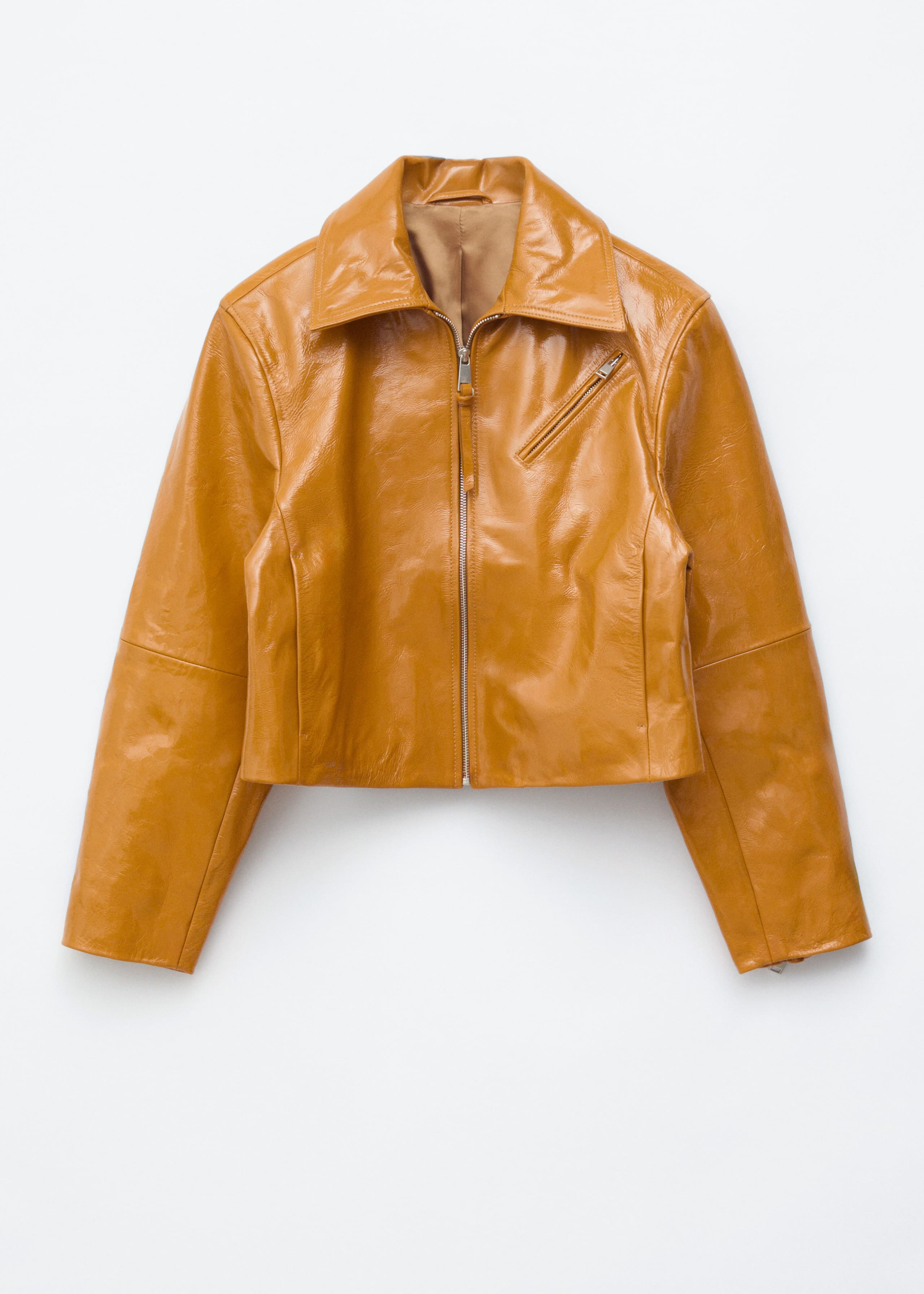 Patent Leather Biker Jacket - Yellow Ochre - Still Life
