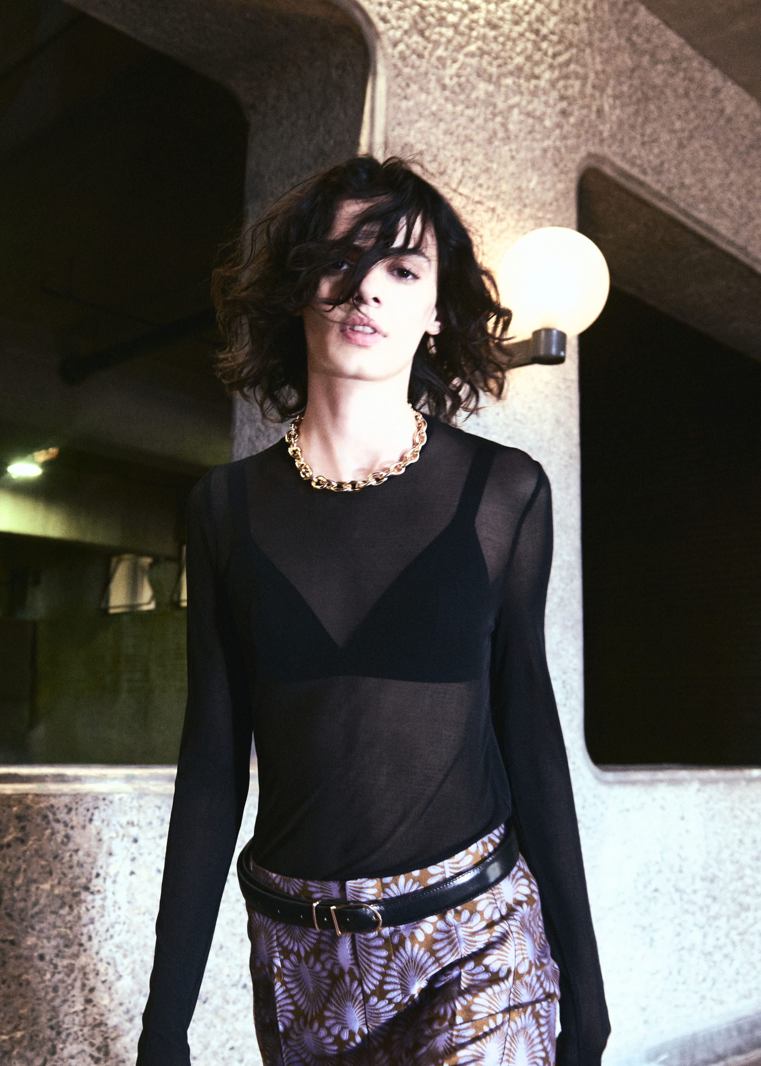 Image of Flared Satin Jacquard Trousers