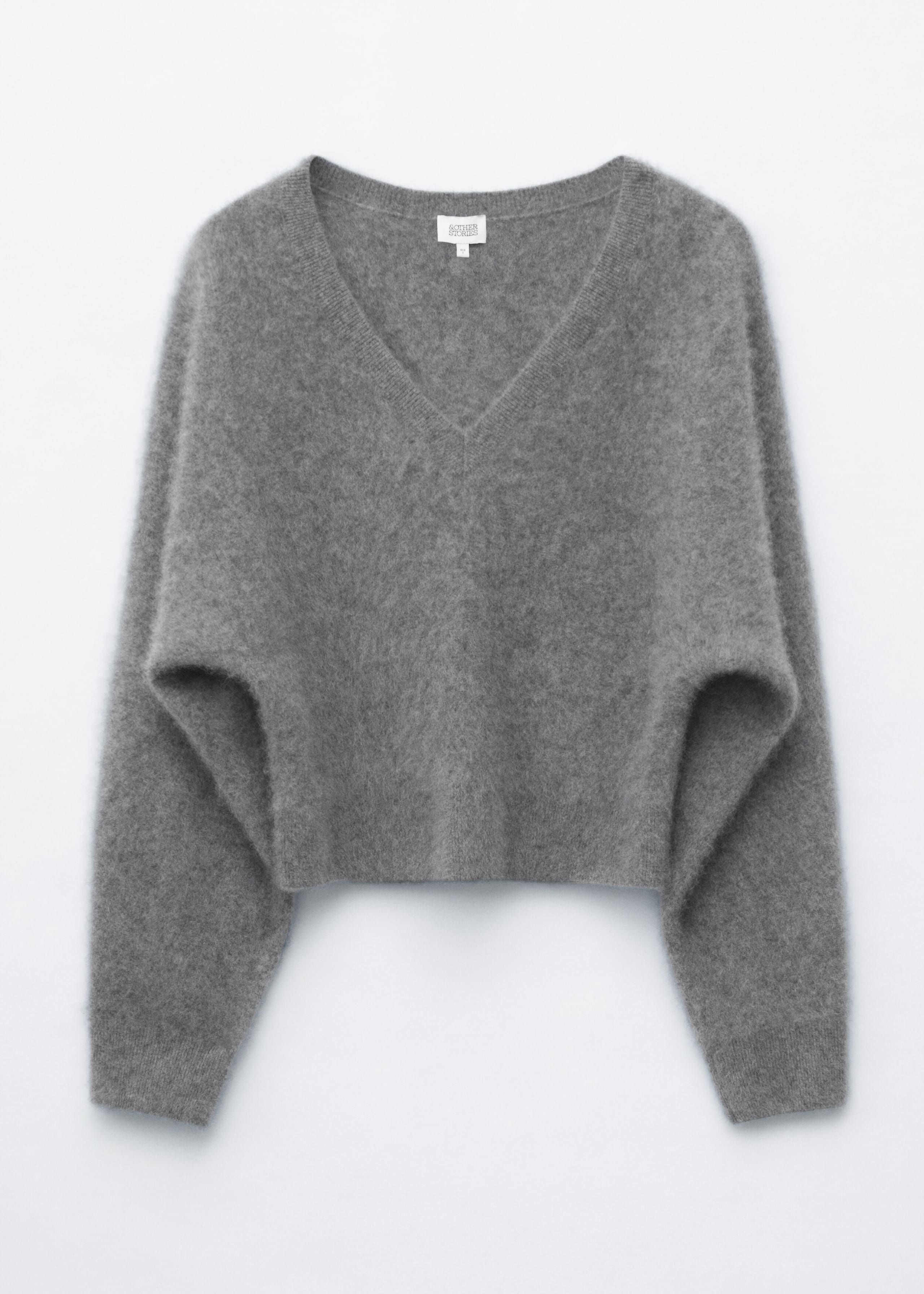 Brushed Cashmere V-Neck Jumper - Grey - Still Life