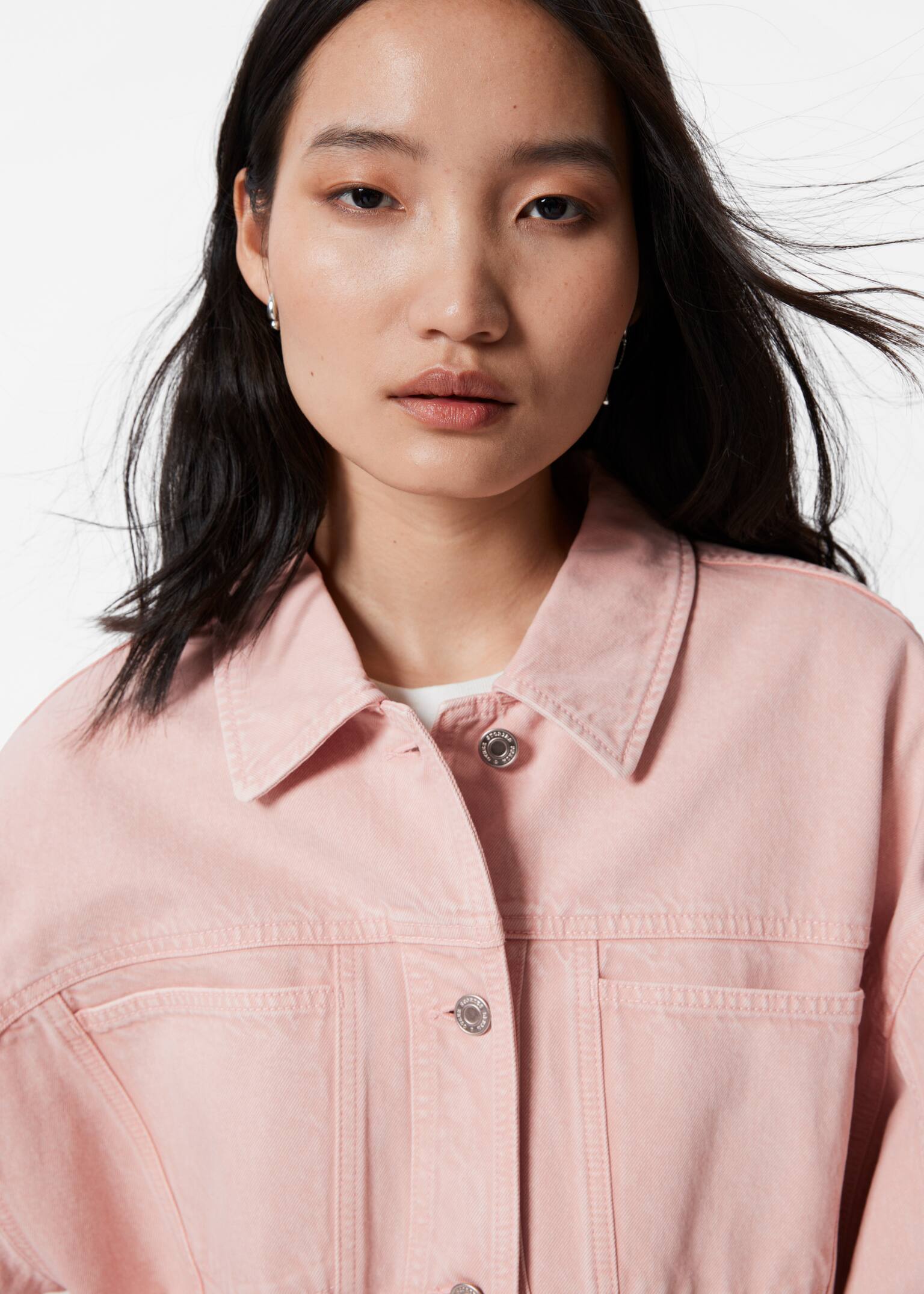 Veste carrée en jean - Rose poudré/Bleu délavé - 5